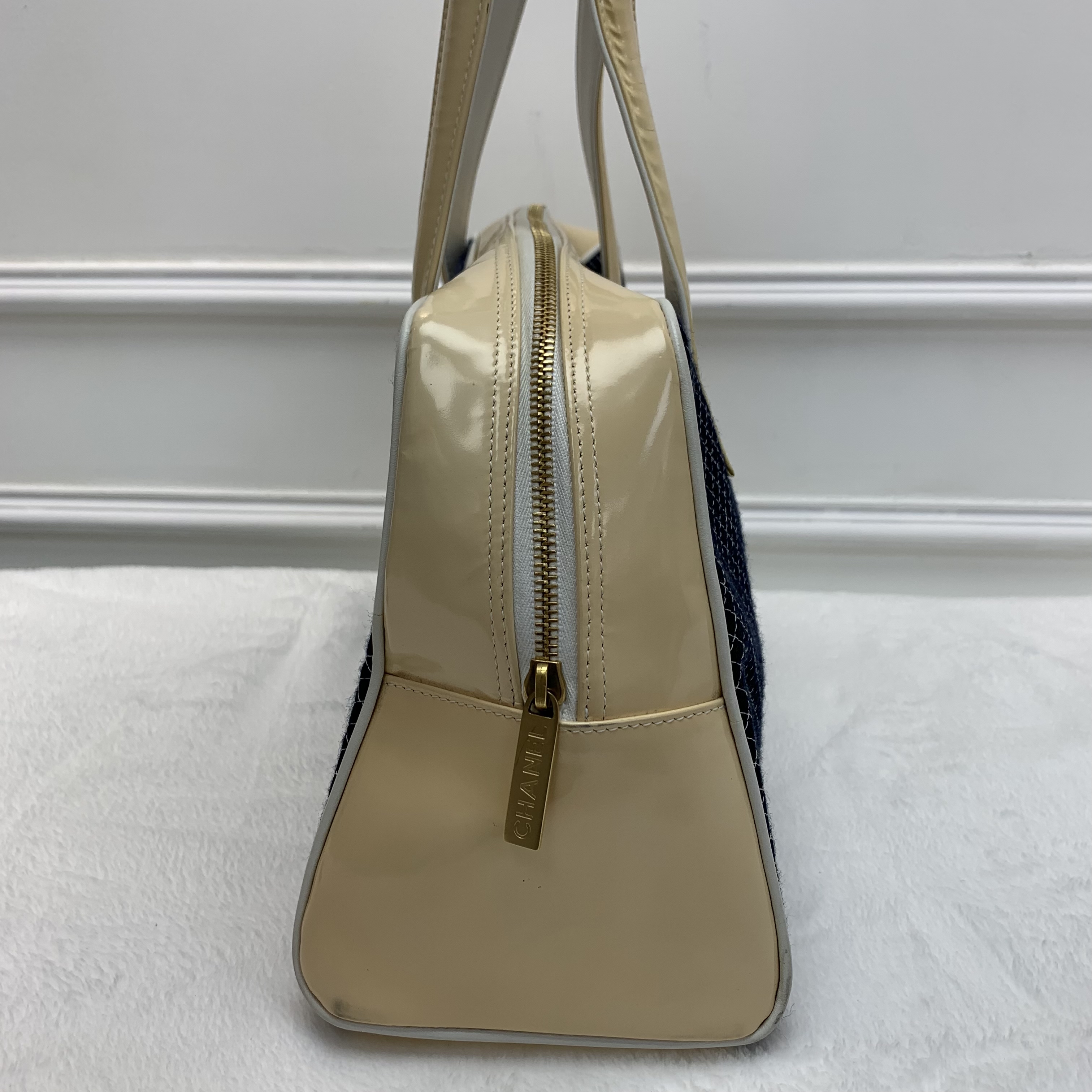 中古包💙Chanel漆皮拼布保齡球