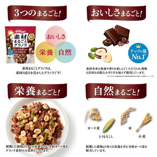 日本製造日本內銷版家樂氏 纖穀脆榛果可可400克 x1 雜果穀物早餐430x1 套裝各1包