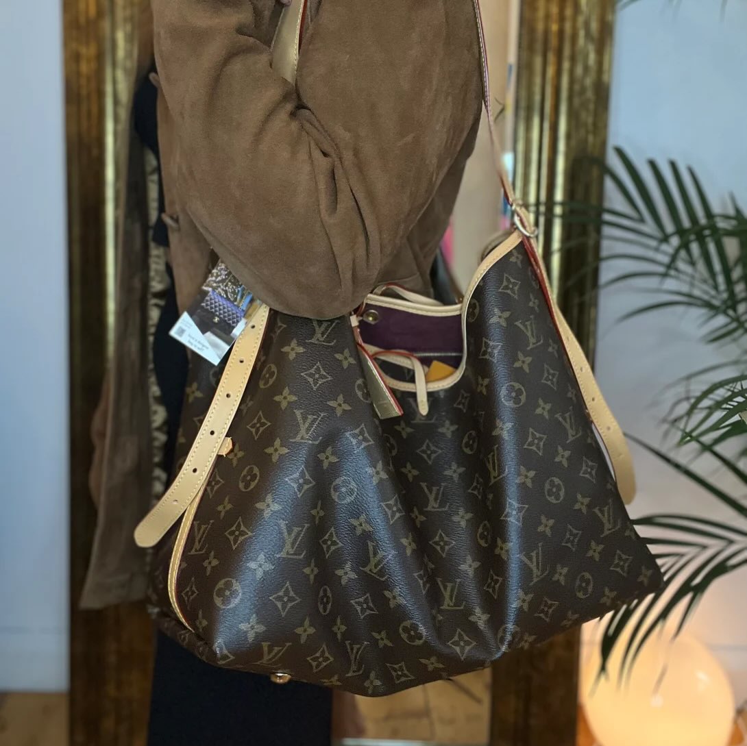 LV 🤍PRE OWNED 啡色老花 CarryAll MM Size 單肩斜肩包🤎