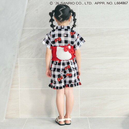 🆕【⭐訂購⭐】🌀 🇯🇵 日本直送 #Kitty / #Melody+#Kuromi 荷葉邊 喇叭袖 甚平+腰帶 三件套裝🌀 [ELDA-0083][260509]