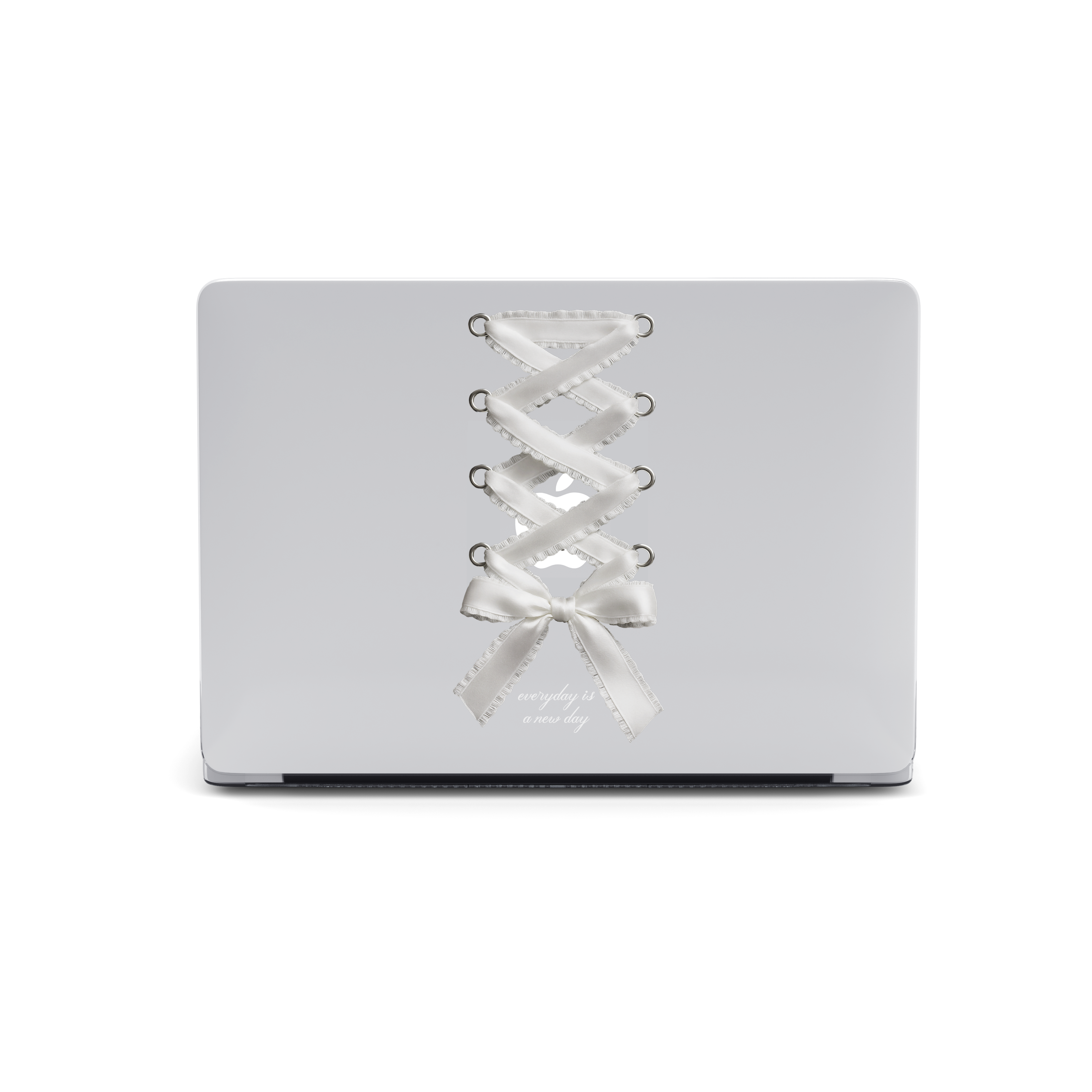 【Corset Milky Ribbon Bow】Transparent MacBook Protective Case