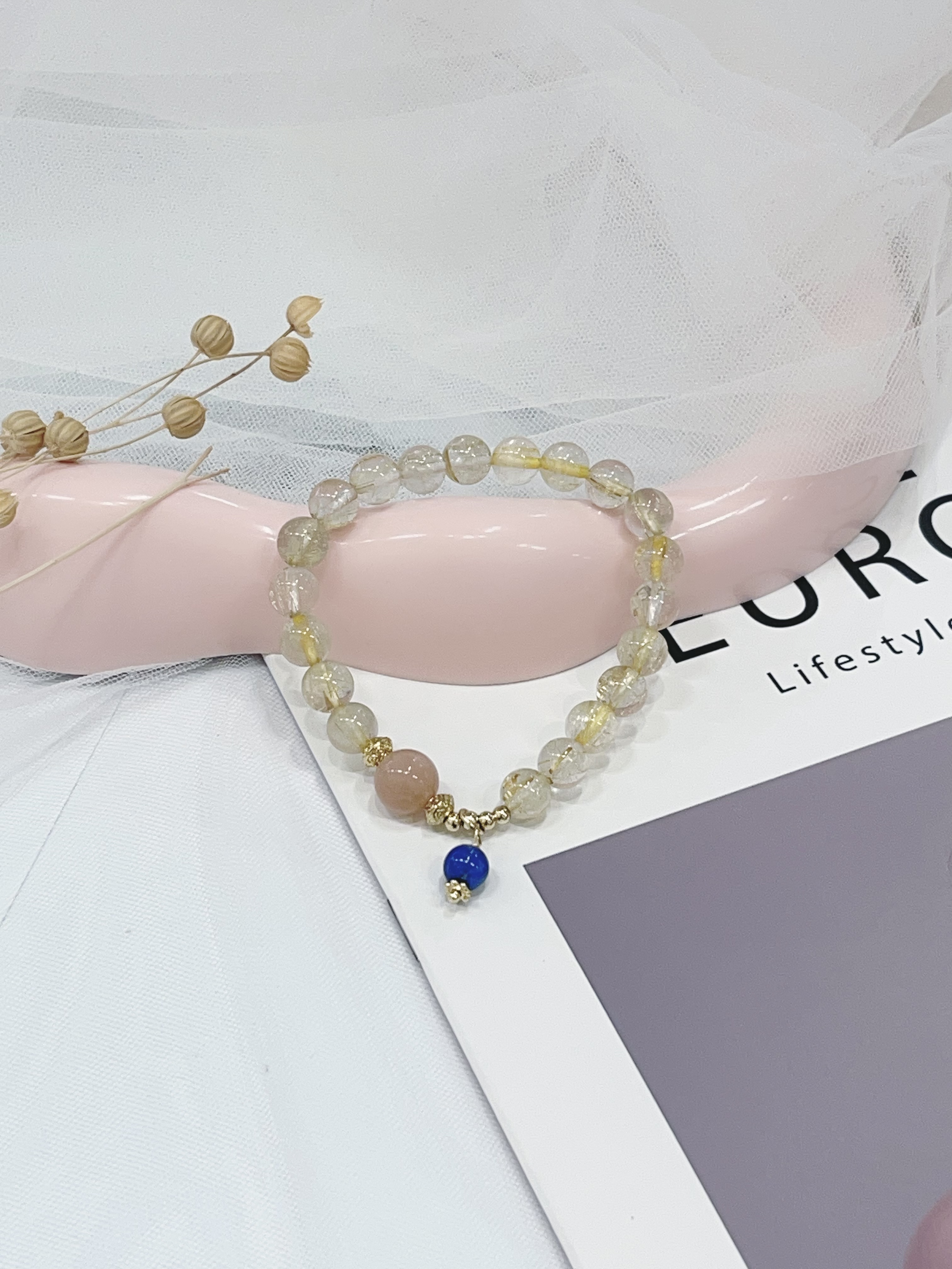 ☀️ 太阳石 × 金发晶手串 Sunstone & Golden Rutilated Quartz