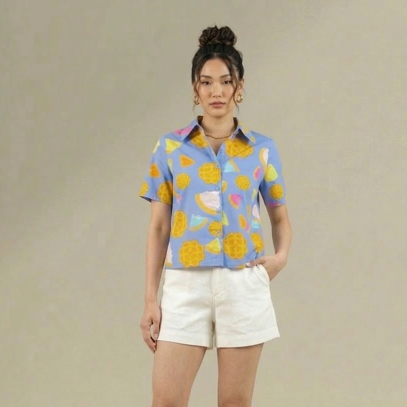 T9510 - Biskut Butang Boxy Shirt