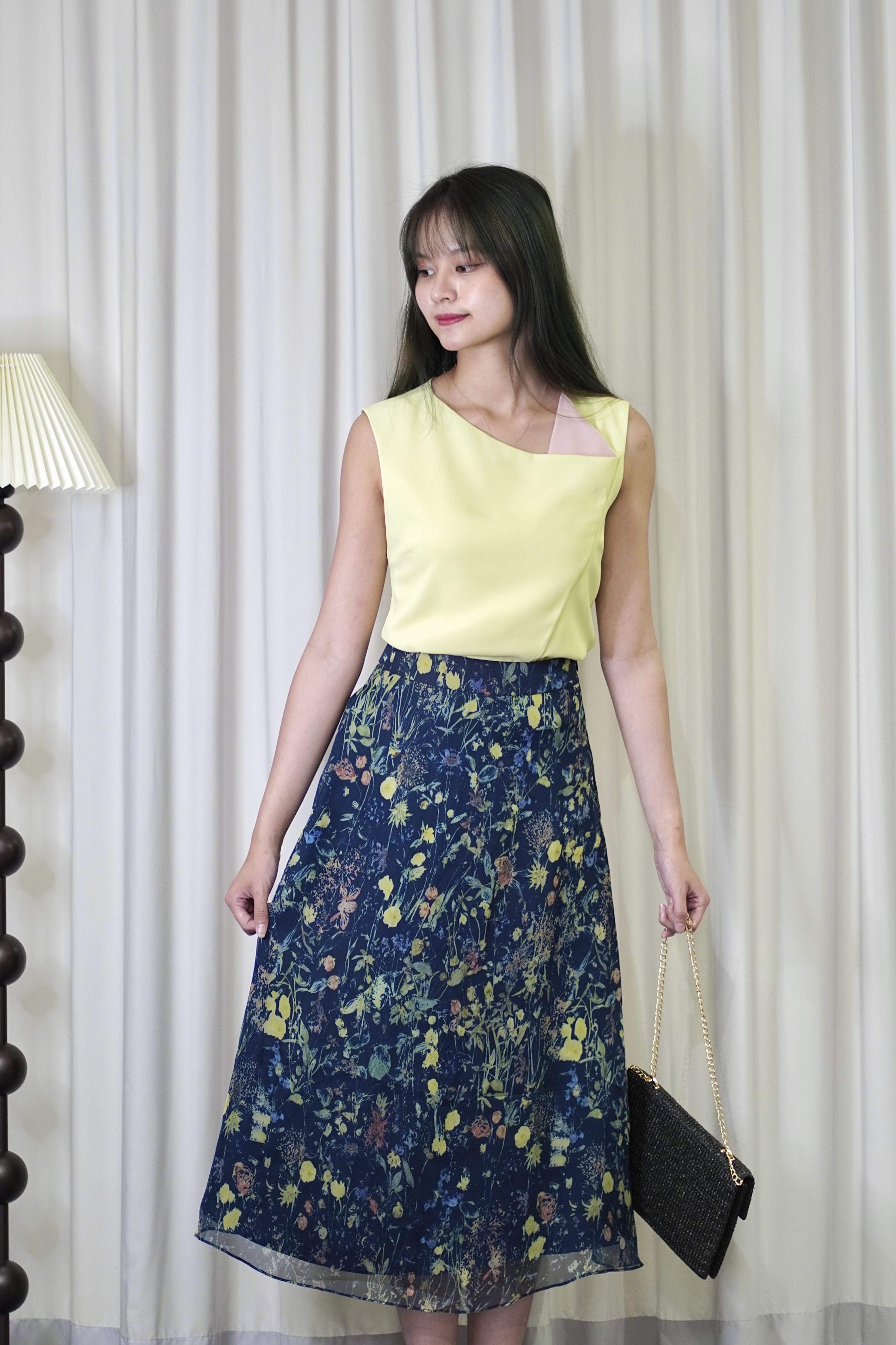 955502 Midnight Garden Chiffon Skirt