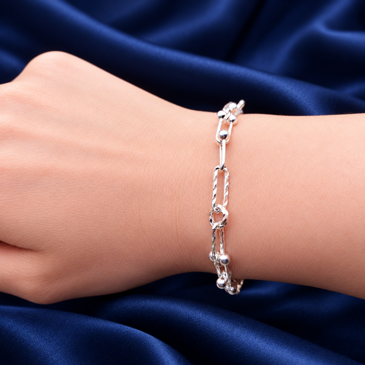 LB2344 Two Style Diamond Cutting Paper Clip Chain