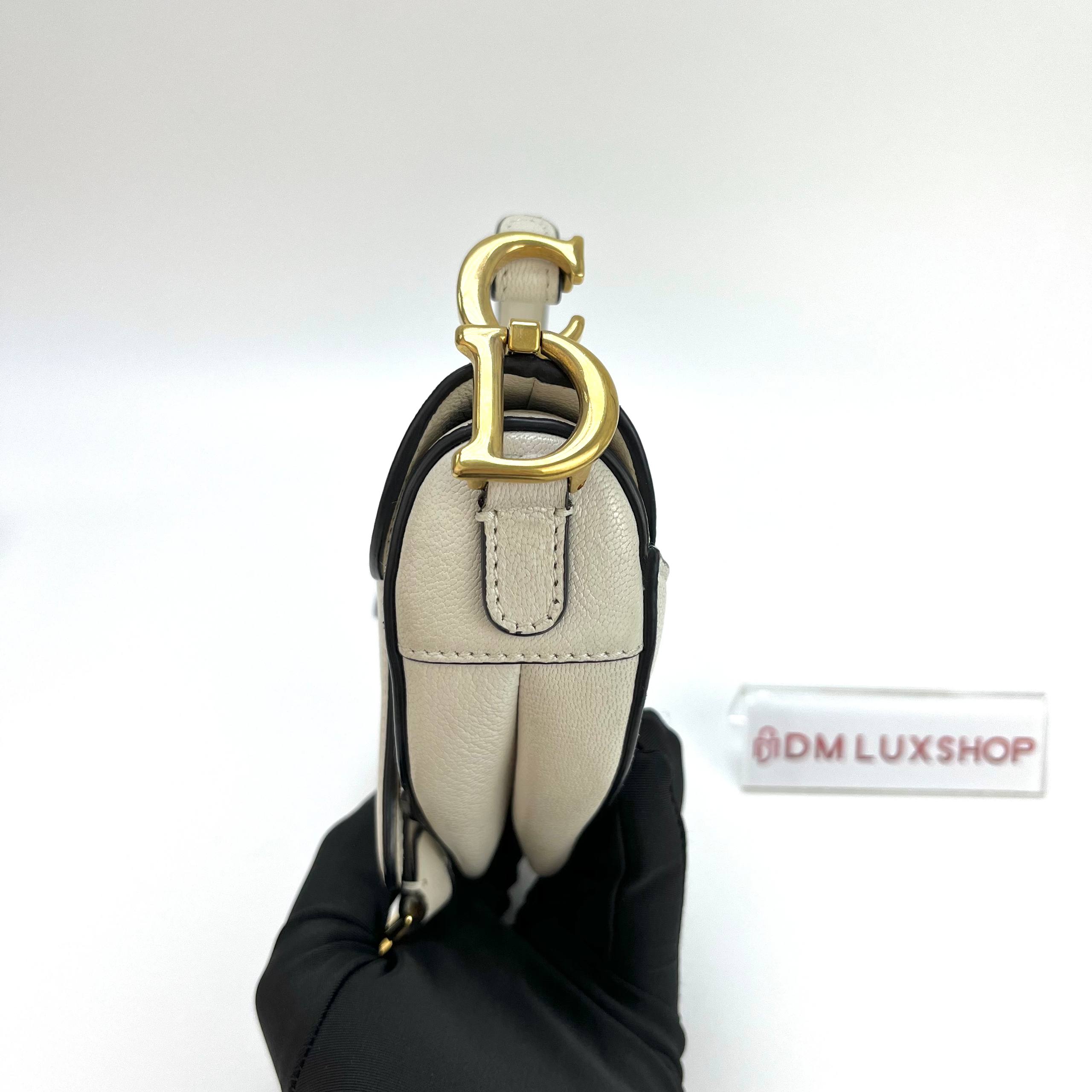 Dior White Micro Saddle GHW