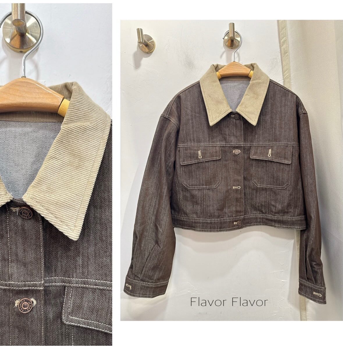 拼色拼布牛仔褸 