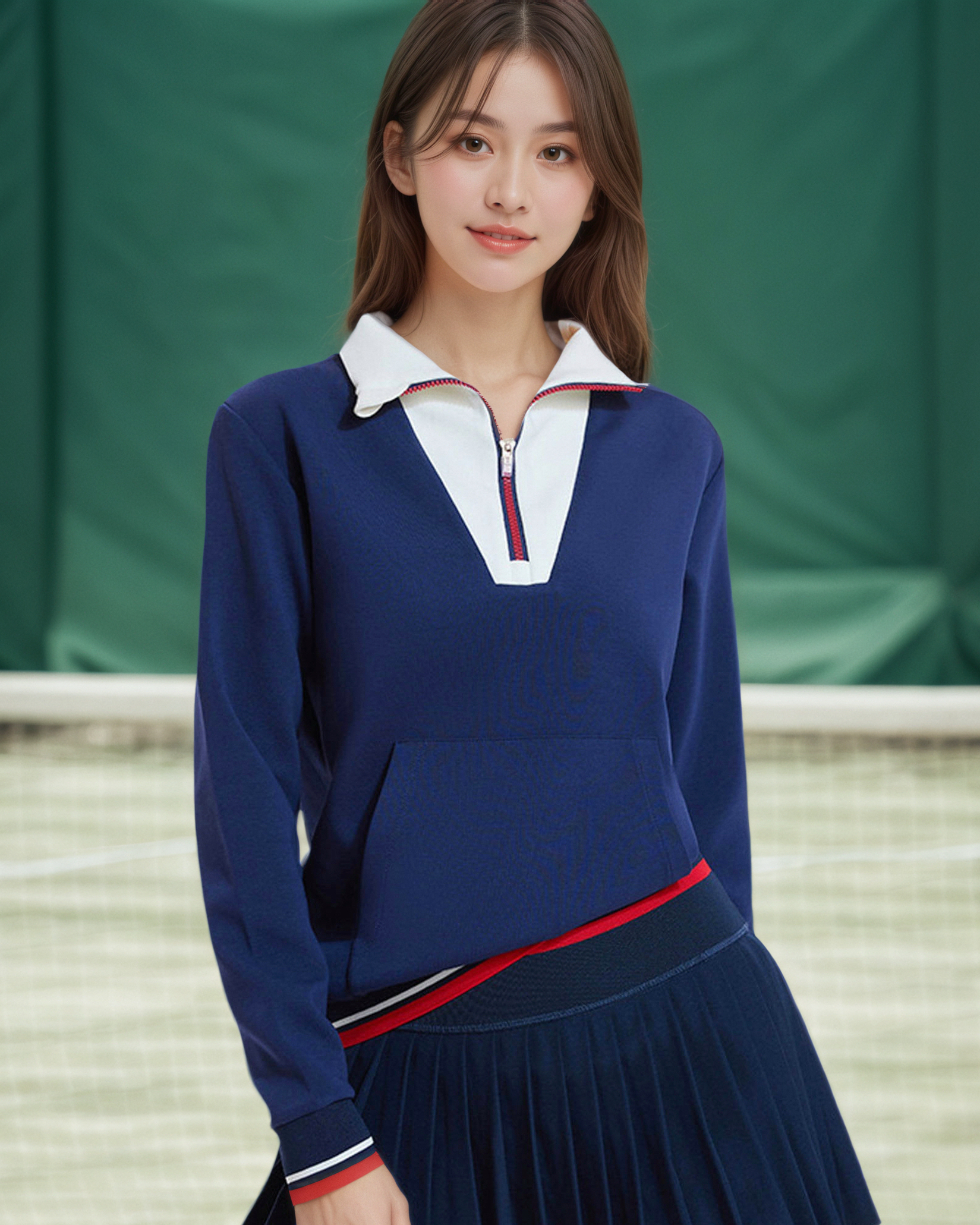 美式復古半拉鍊運動衛衣