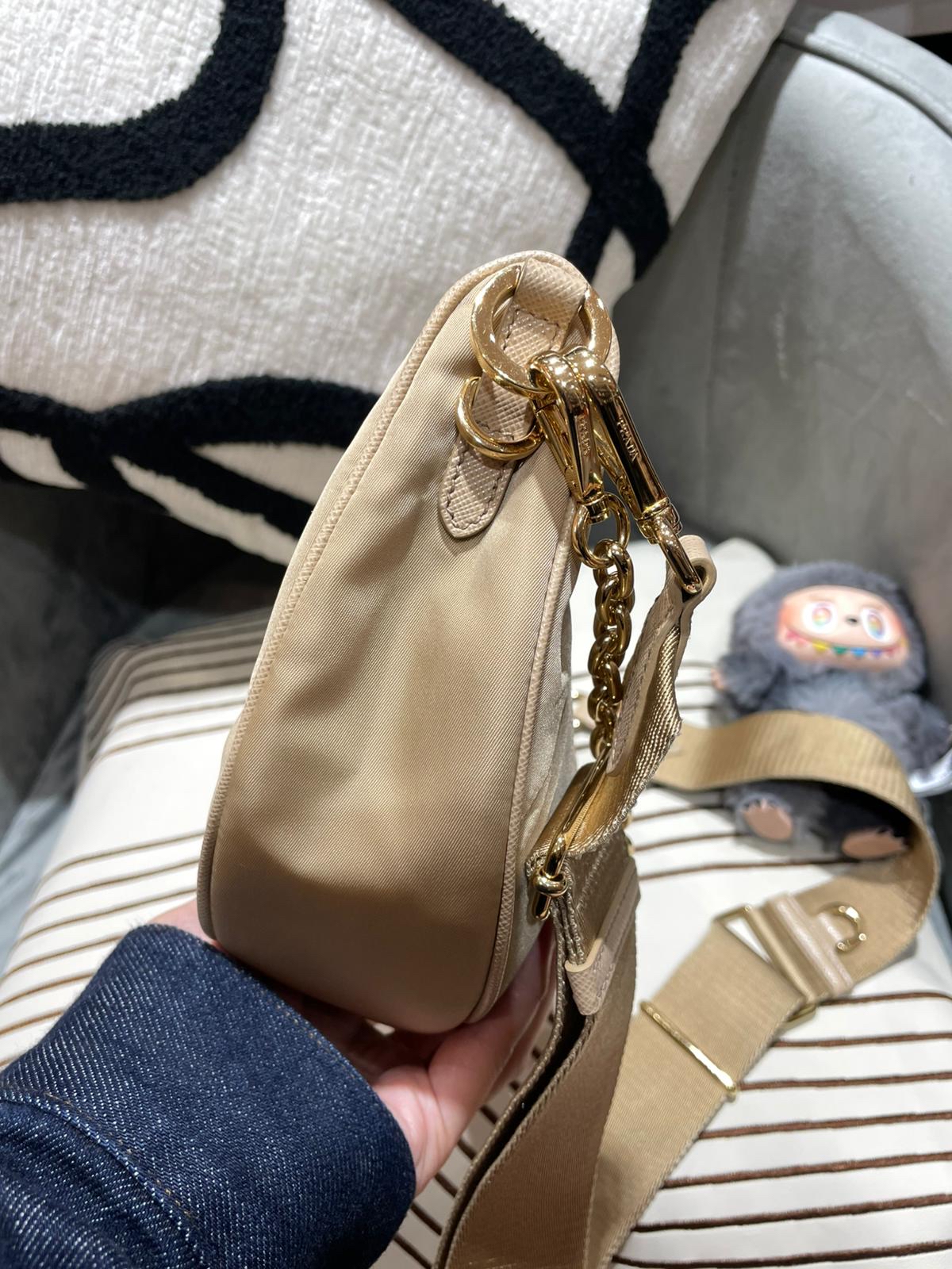 PRADA Re-Nylon Demi-Lune hobo bag 2 way bag 1BH222 100%Authentic, 95%New ✅ certificate ✅Dust Bag
