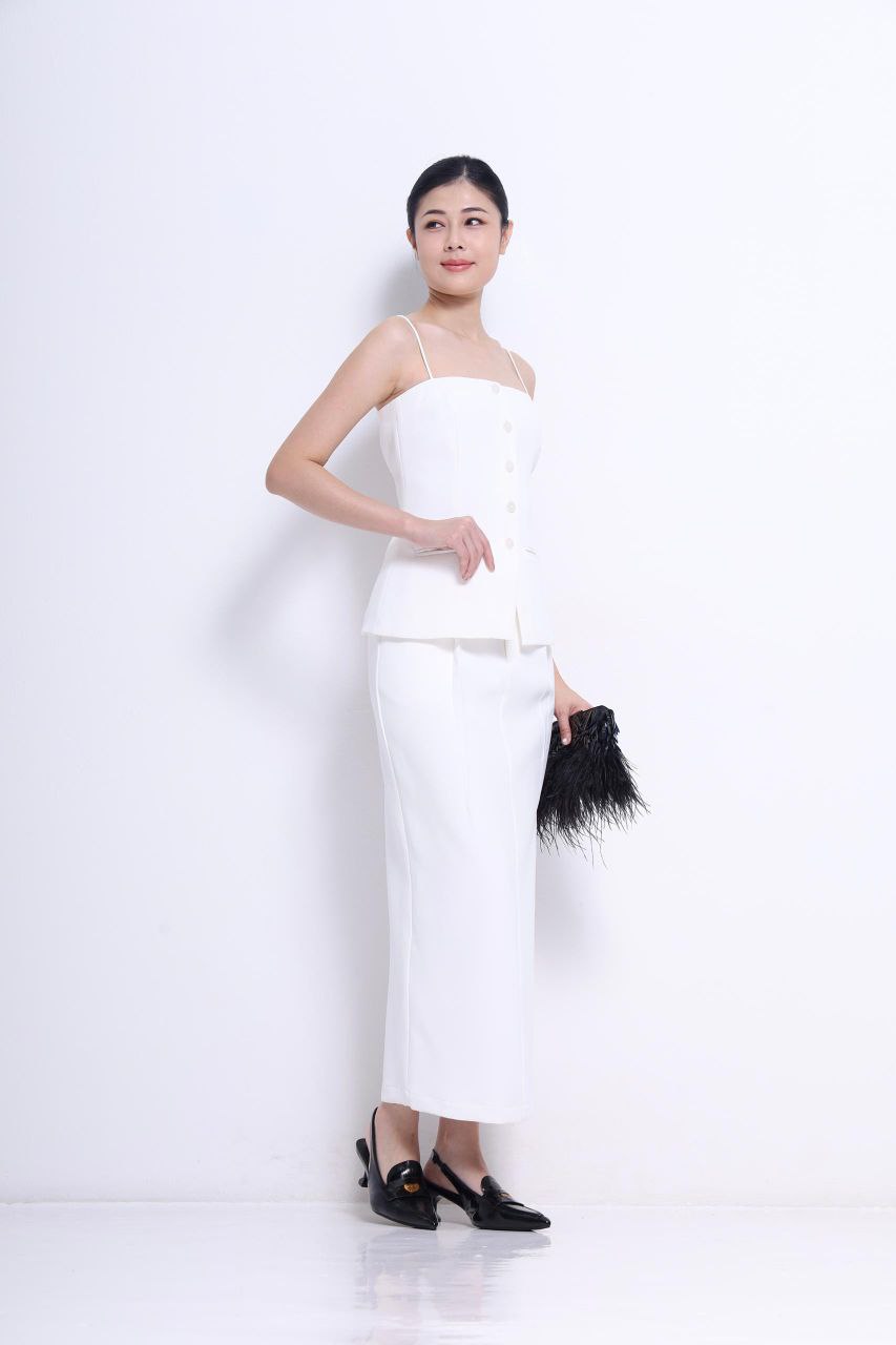 侧开叉半裙 1381