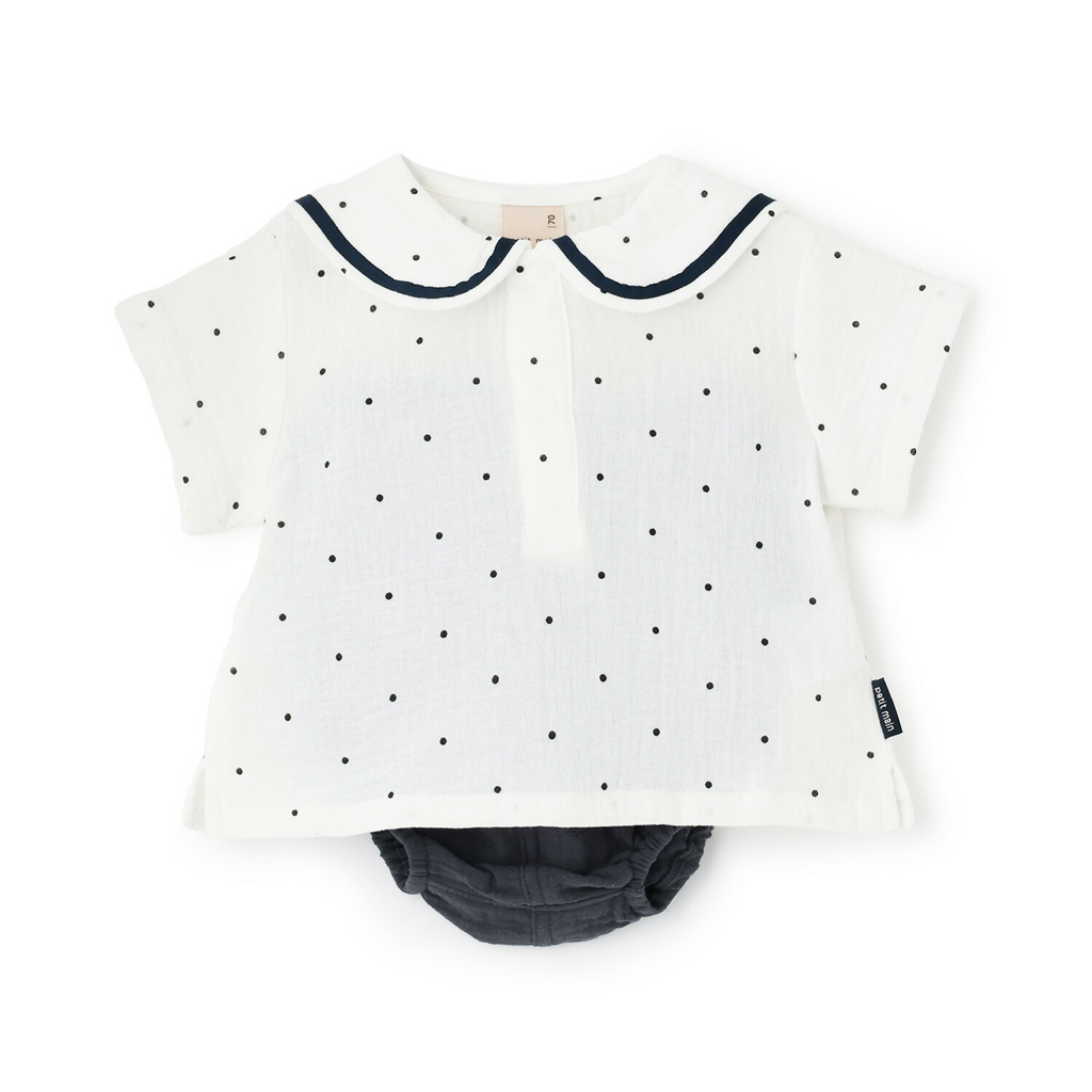 🇯🇵預訂 日本直送🇯🇵Petit Main三色水手領純棉紗短袖上衣燈籠褲套裝