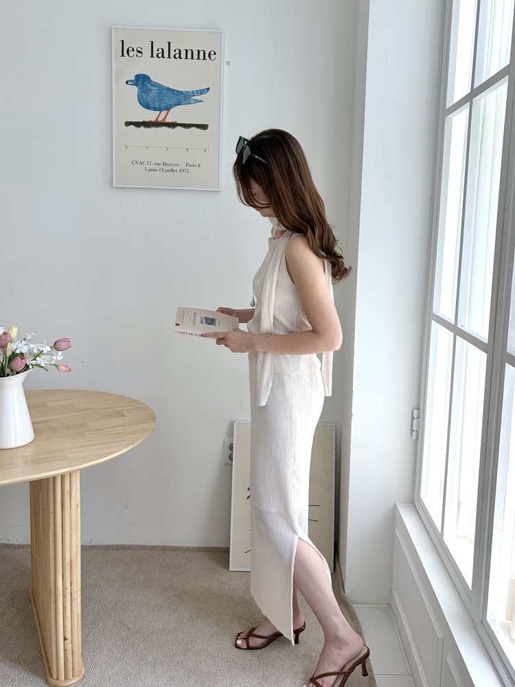 Summer Pleated Scarf Set (Ivory)