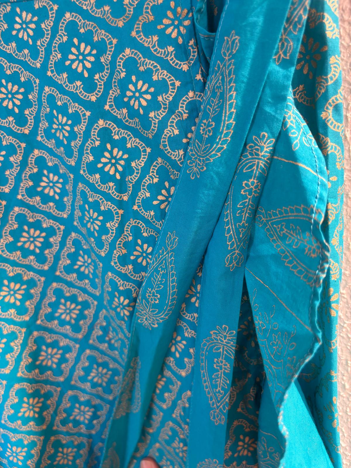 泰國名牌CHEVA - 天空藍色印花燙金Wrap Skirt