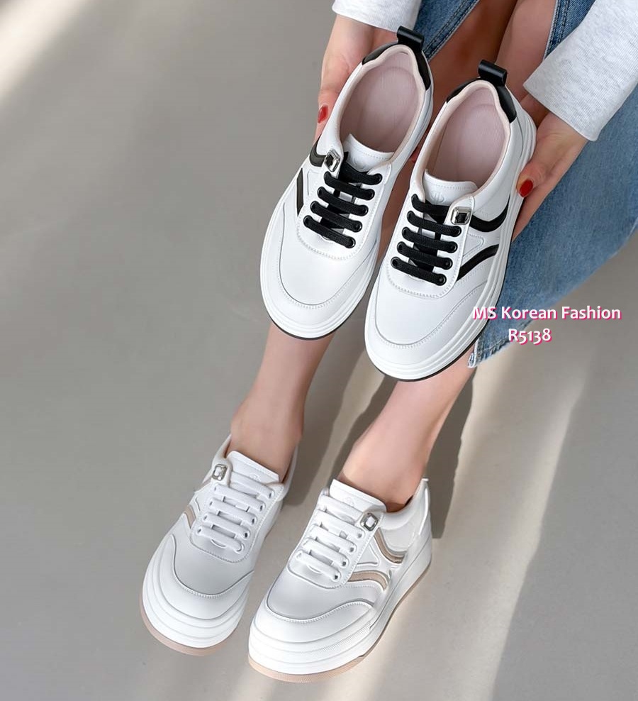 R5138 韓國🇰🇷真皮厚底免綁帶sneakers