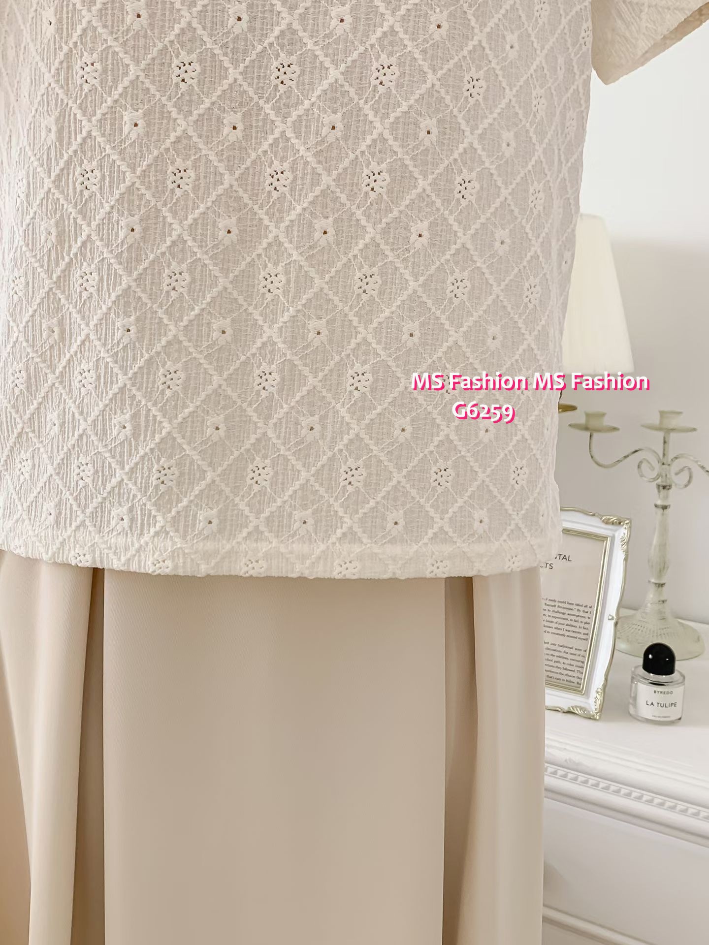 G6259 韓國🇰🇷格紋通花top