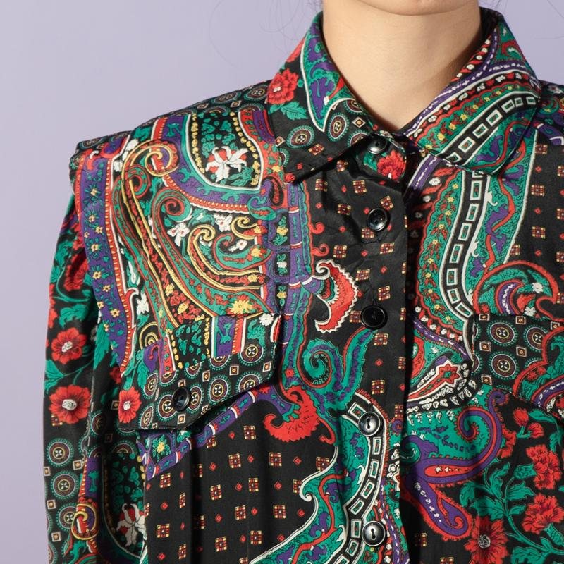 Plus Size - C.a. 1990s Leslie Fay Paisley Pattern ShirtDress (BG050)