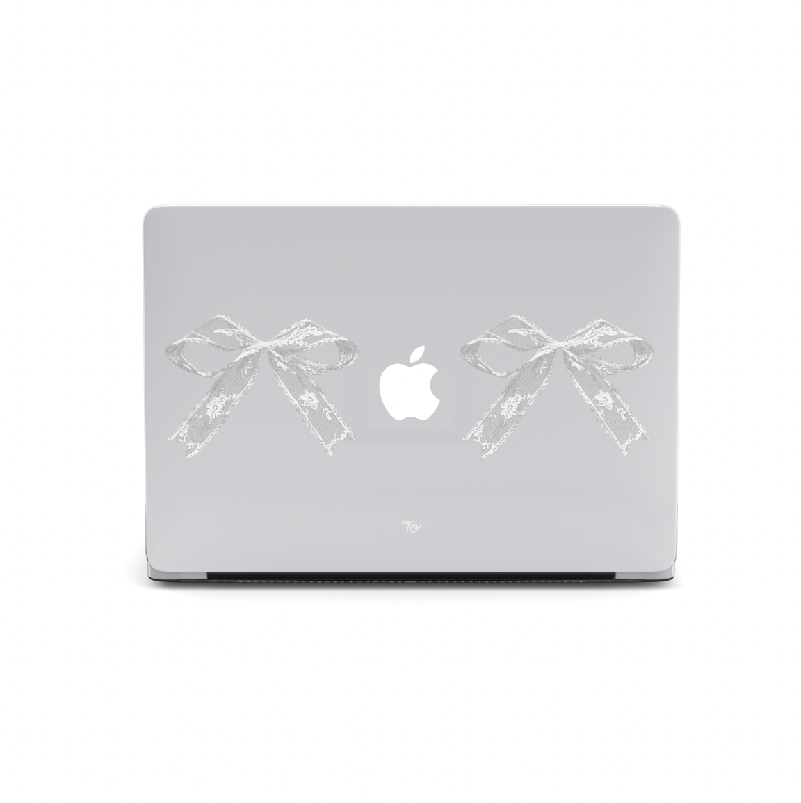 【Double White Lace Ribbon Bows】Transparent MacBook Protective Case