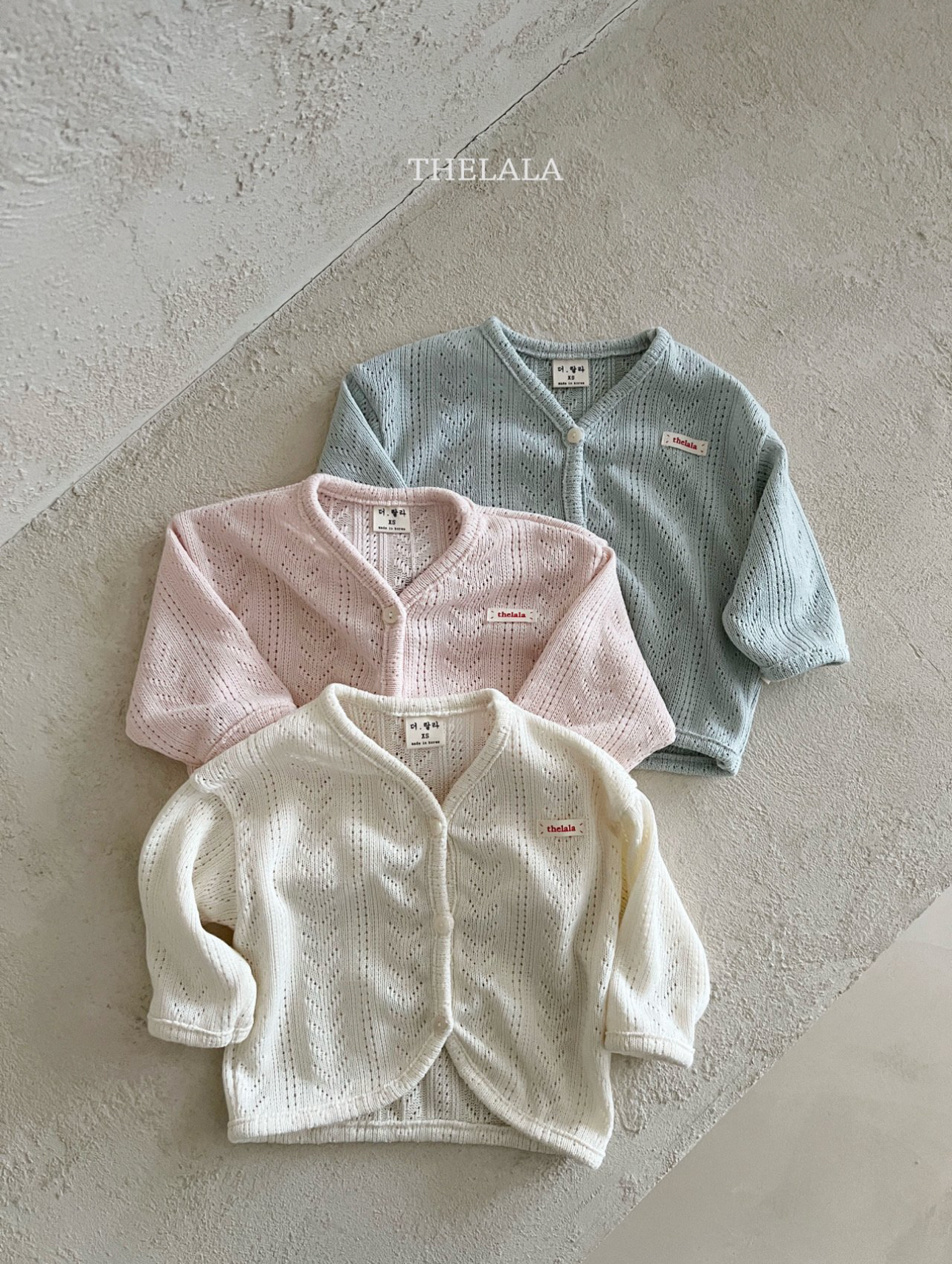 🌸預訂 韓國直送🌸🇰🇷THELALA三色輕薄標籤通花開襟外套