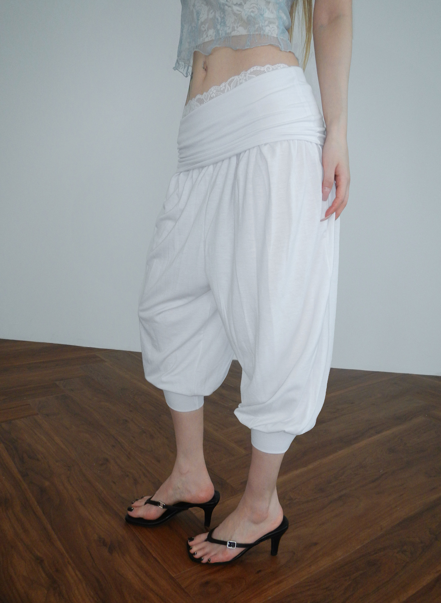 Foldover Waist Capri Pants