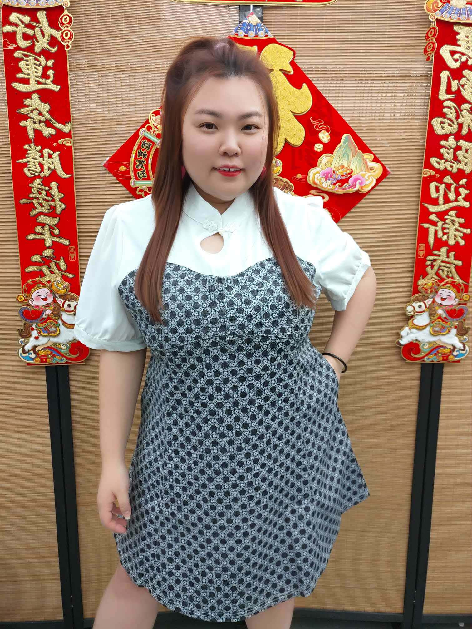 DDB06 TW#5683 格纹旗袍连衣裙