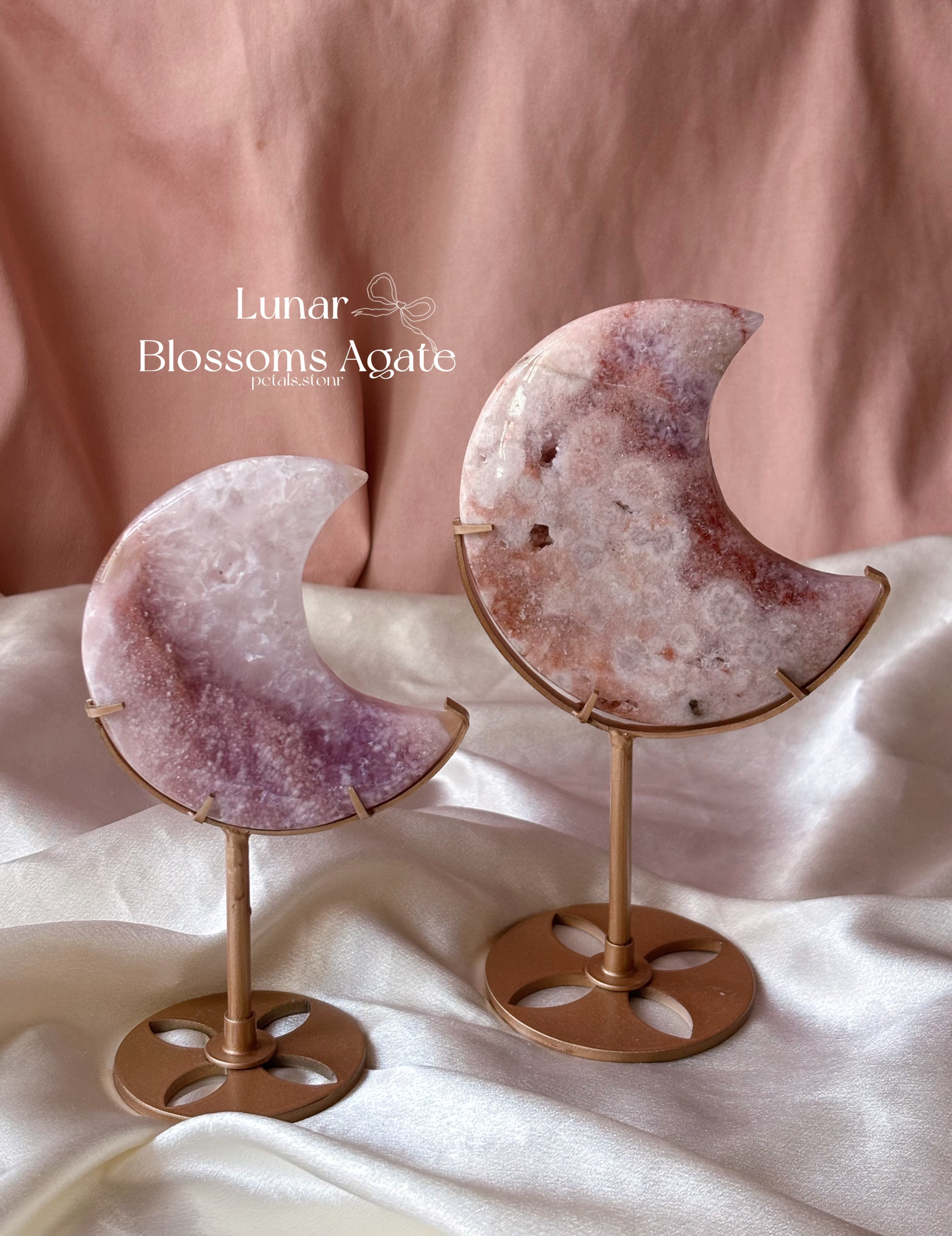 🐷 Lunar Blossoms Agate ☾ | 粉紫櫻花瑪瑙月亮🌸