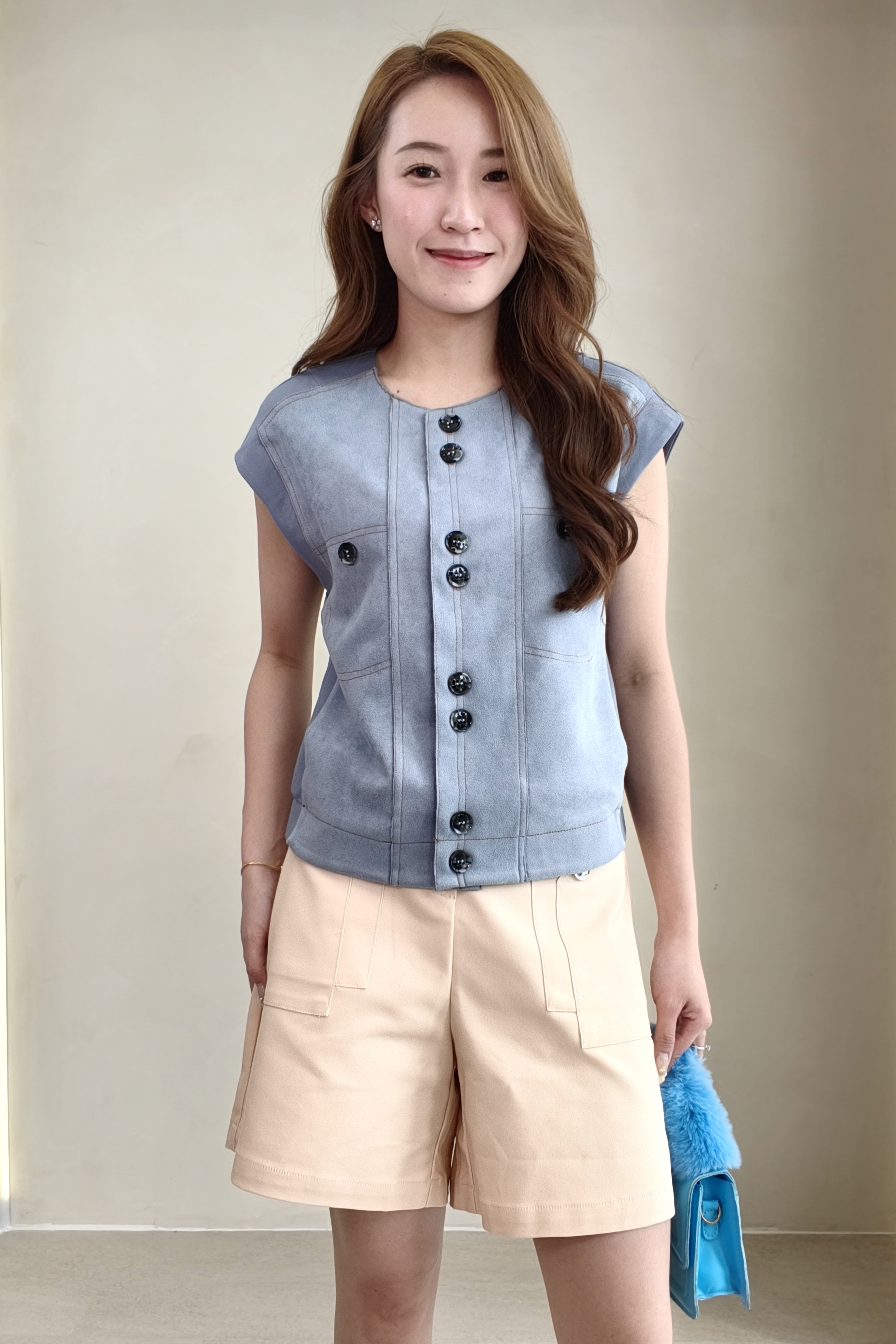 3352 Velvet Panelled Ponte Sleeveless Top