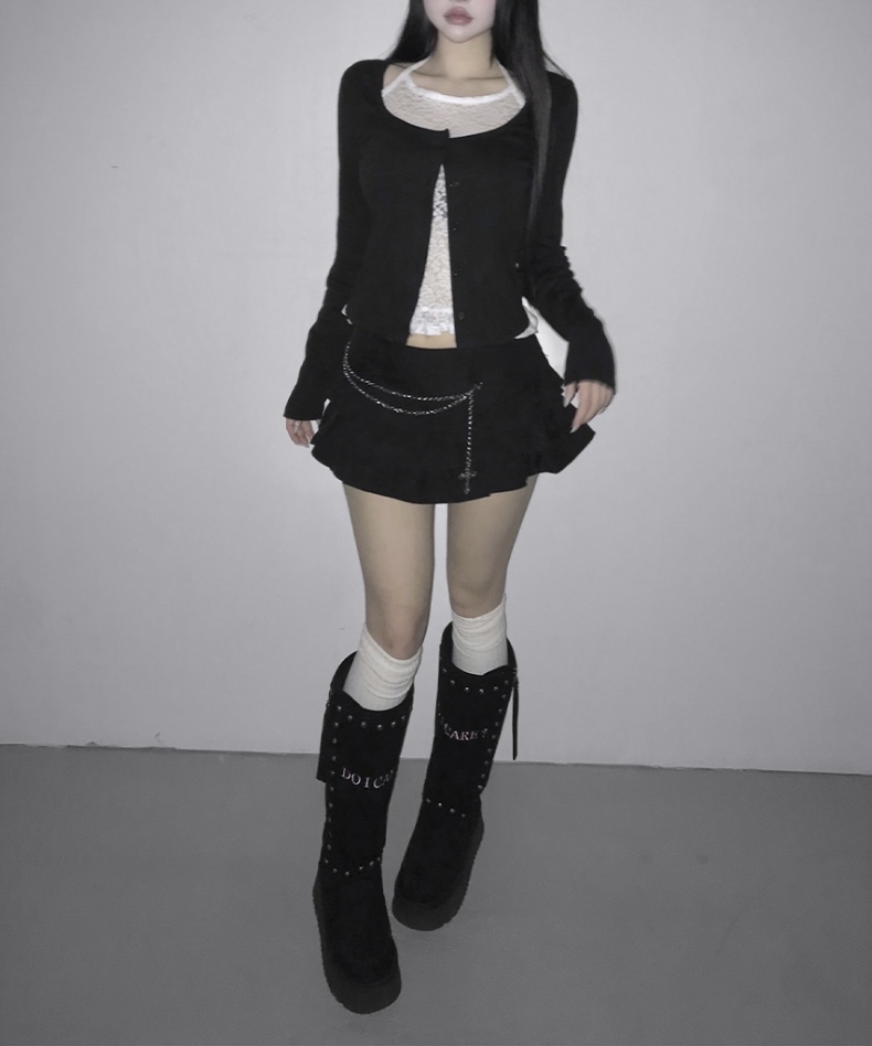 Lace Halter Layered Cardigan Top