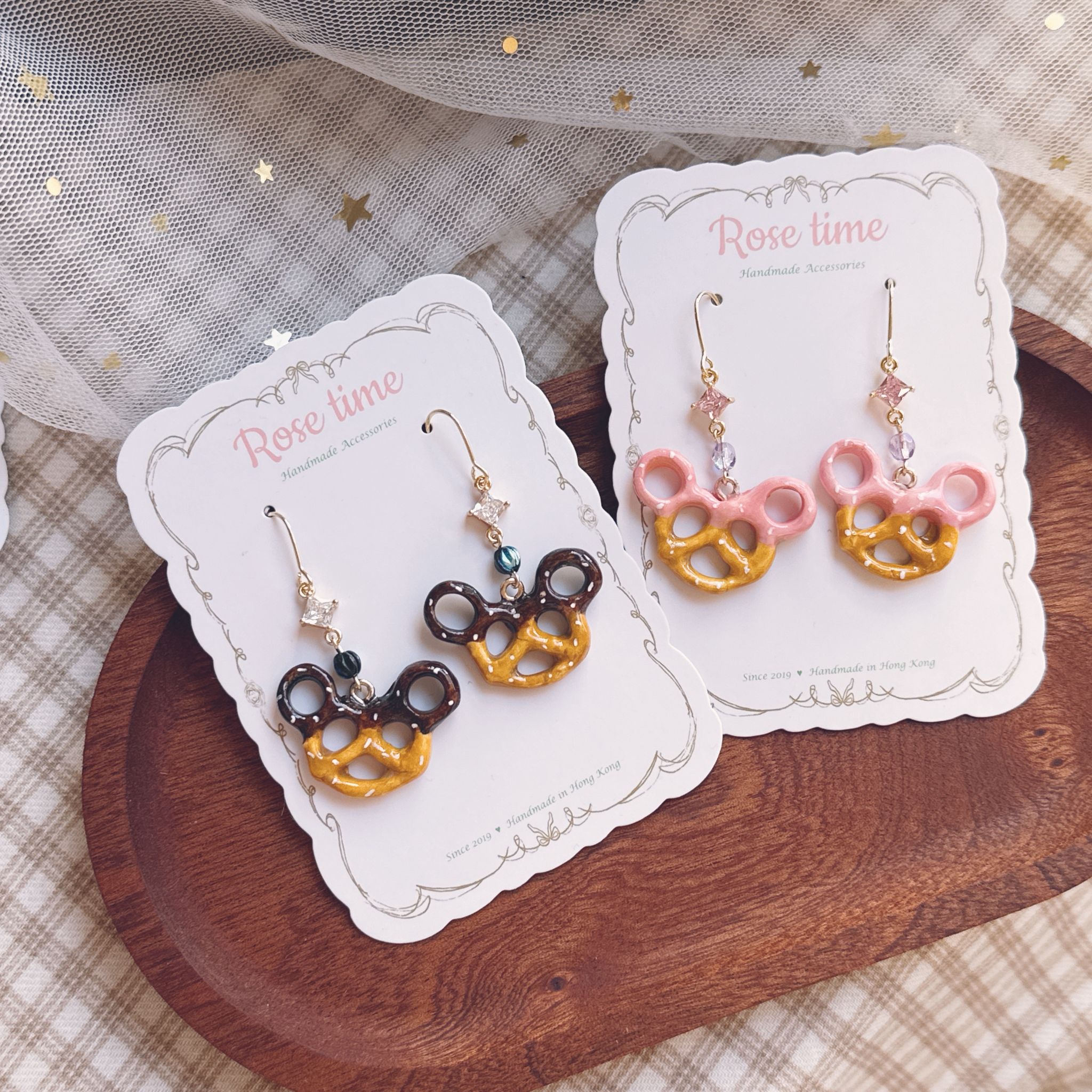 手繪米奇Prezel耳環 兩色入