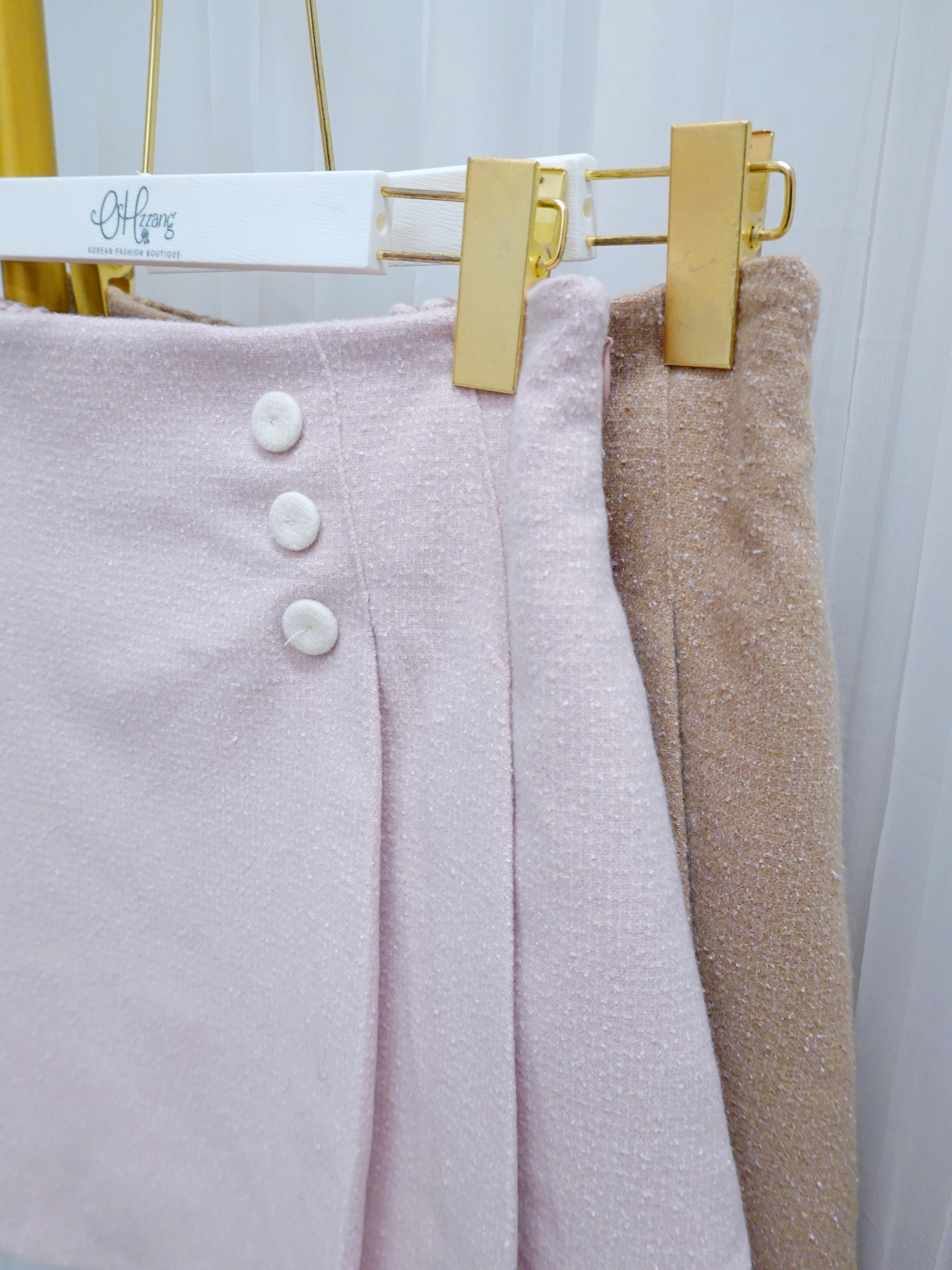 BOT20_12 側扣絨裙褲 (2色)