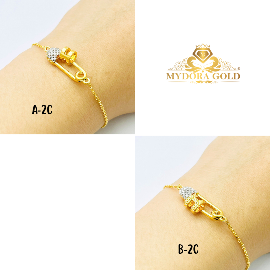 MYDORA Rantai Tangan Fesyen Safety Pin + Bead H l EMAS 916/22K