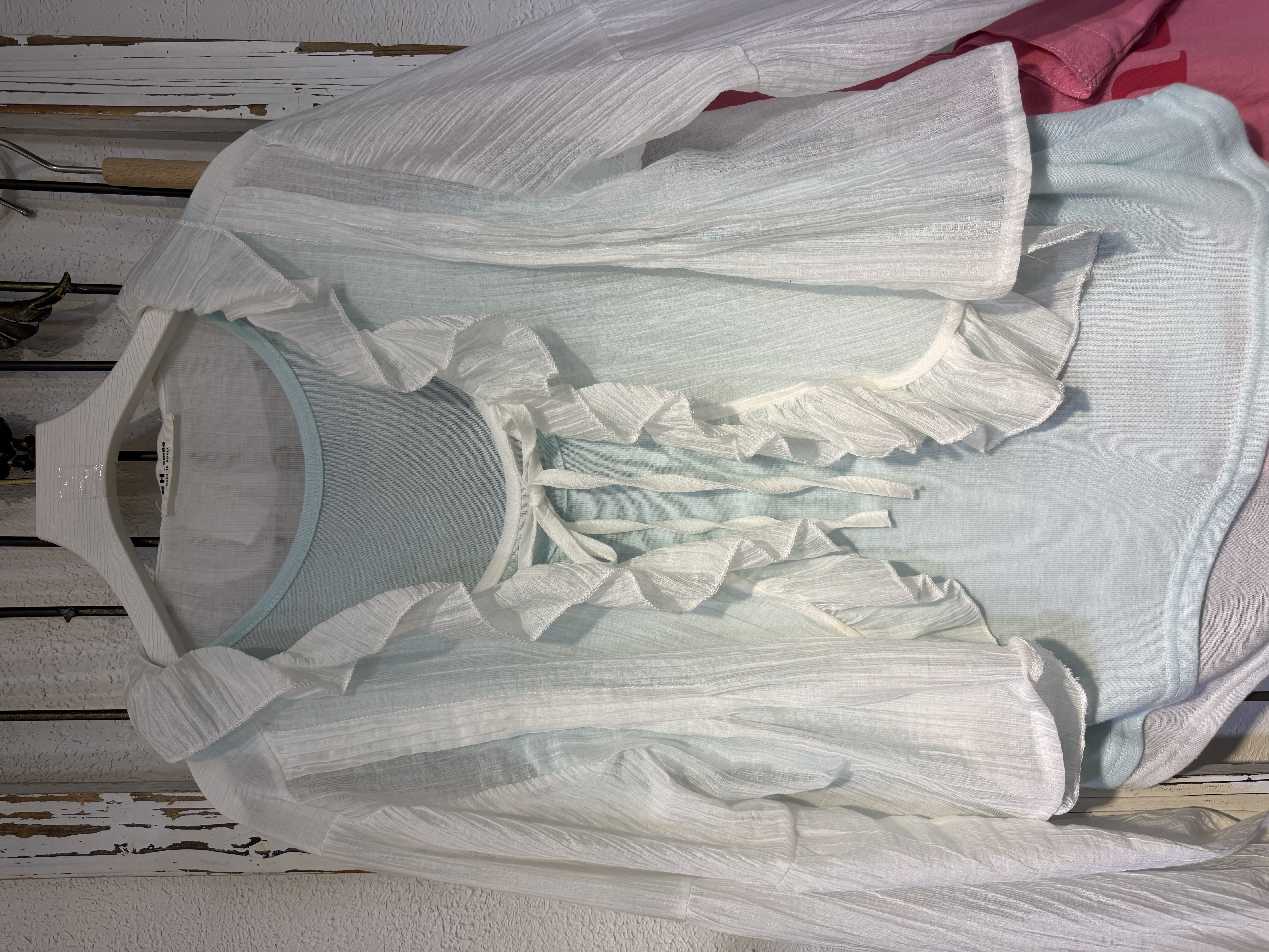 浪漫荷葉邊薄紗罩衫