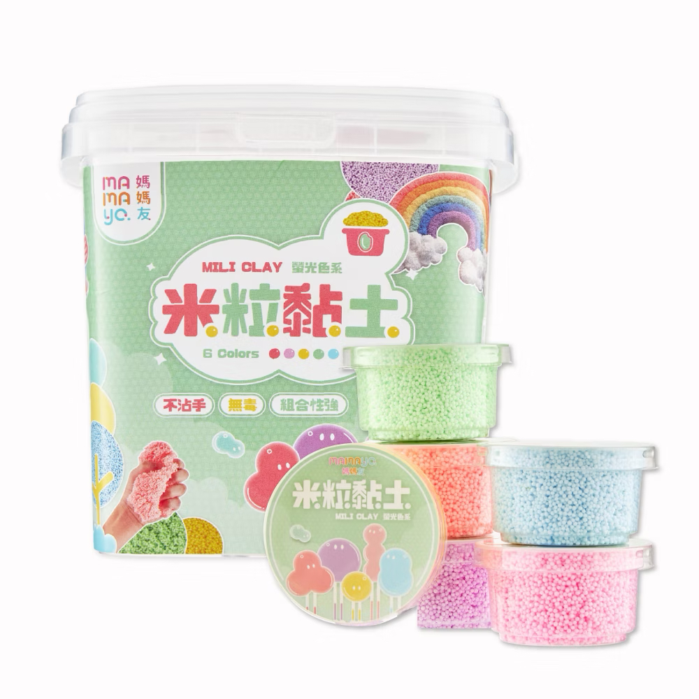 Mamayo米粒黏土螢光6色桶
