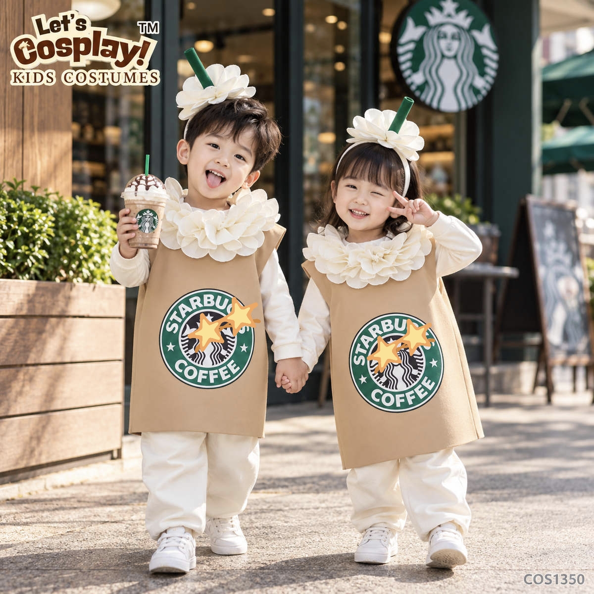 兒童咖啡杯飲品搞笑造型服,香港現貨Lets Cosplay COS1350