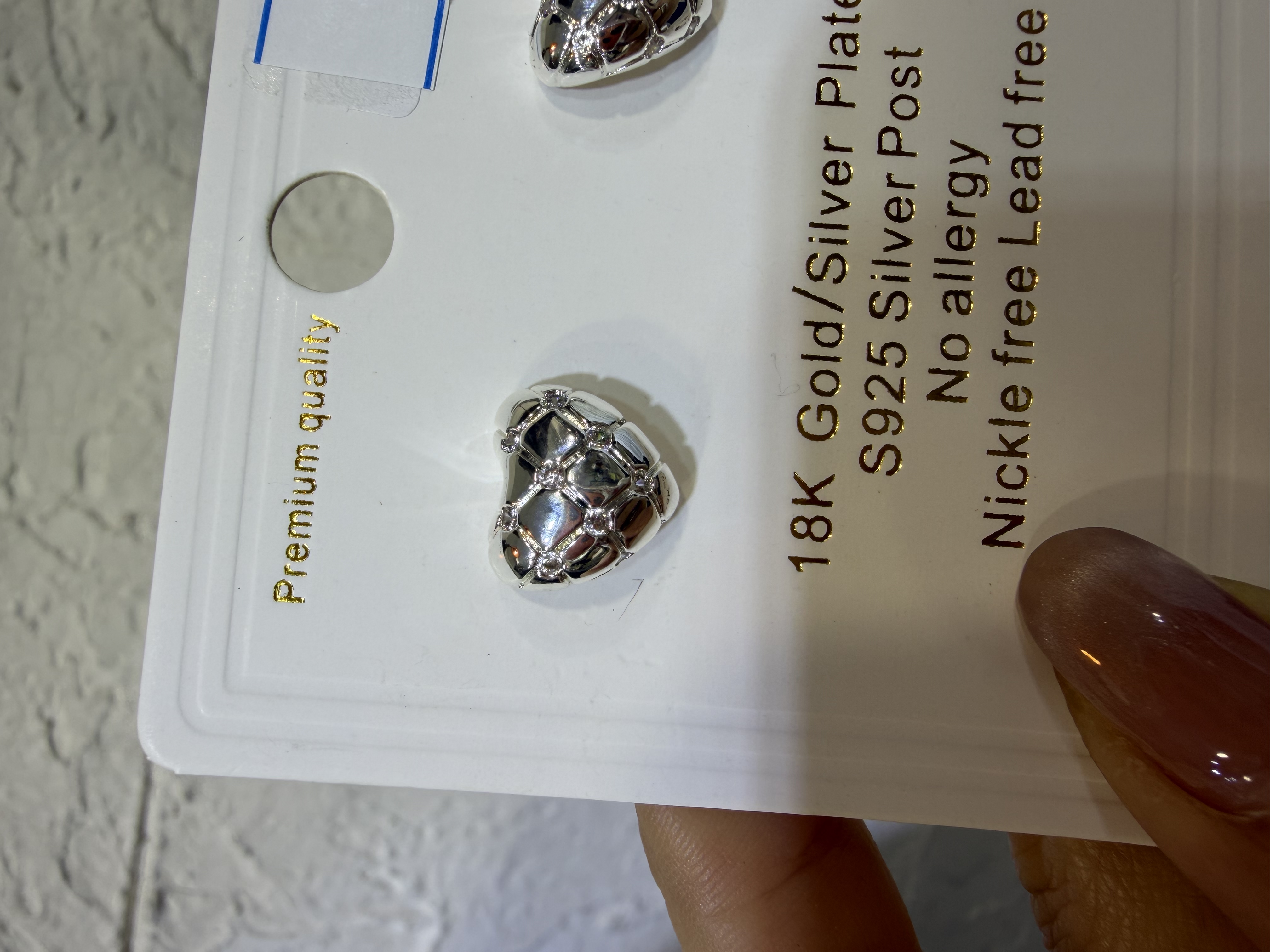 泰國🇹🇭銀鍍層 S925 銀針心形耳環