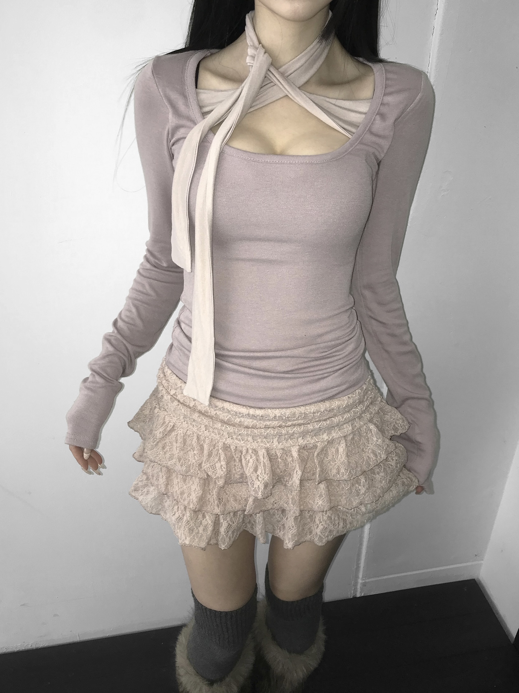 Tiered Ruffled Lace Mini Skirt