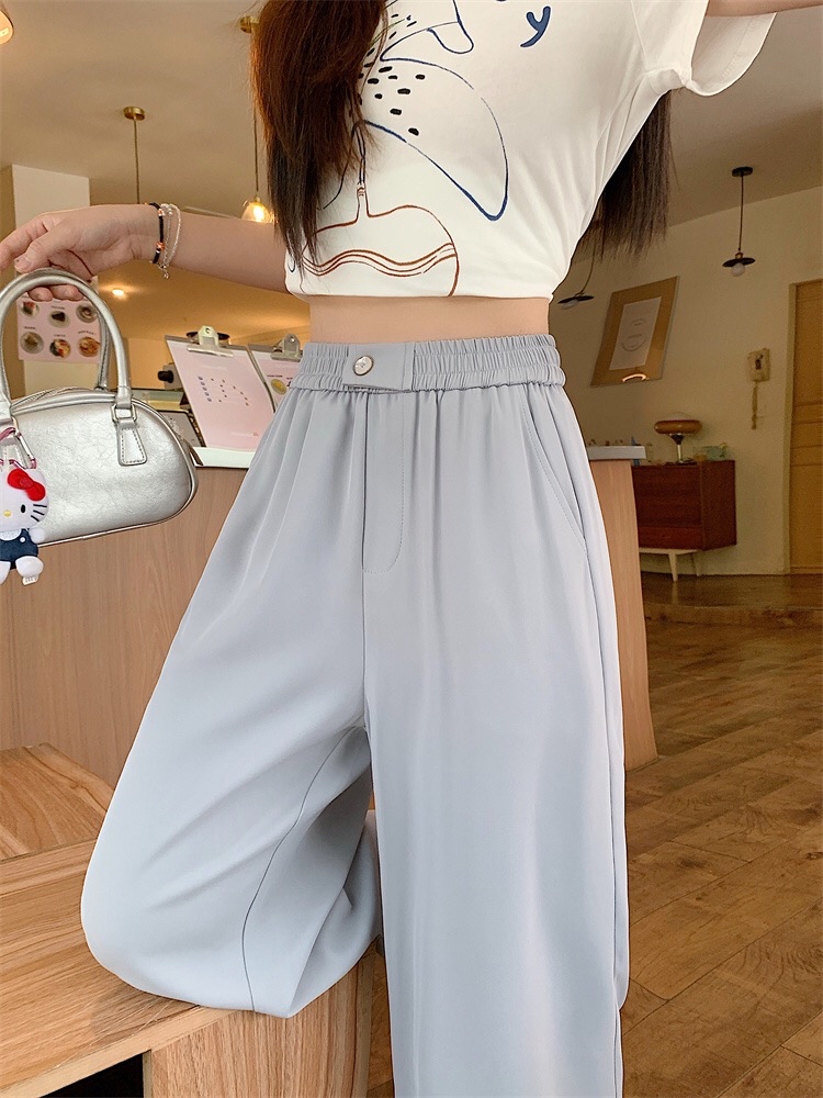 B314(5588) 韩系甜美风横单钮冰丝西装垂感3色长裤