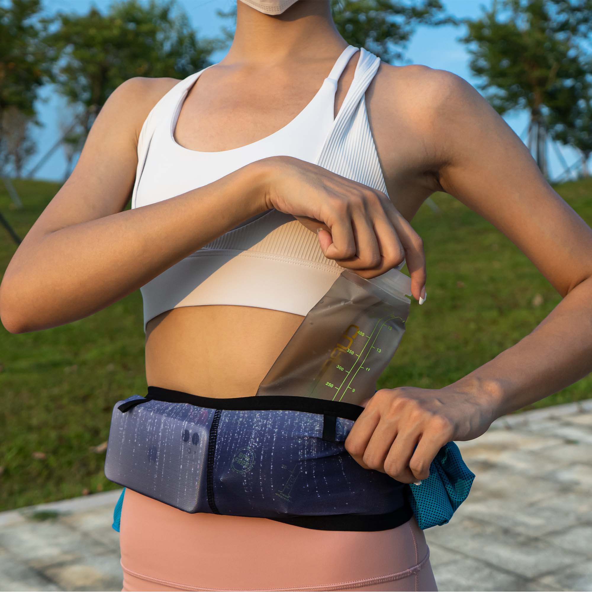 "MYSTIC"網質彈性超透氣貼身跑步腰帶腰包