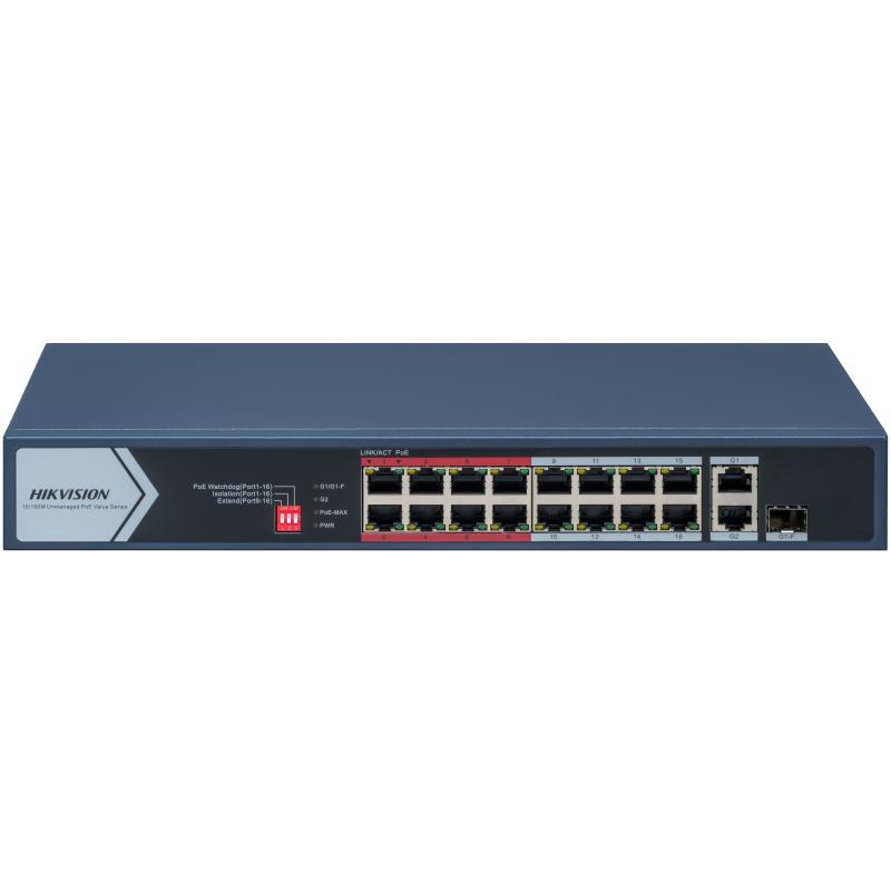 Hikvision 海康威視 DS-3E0318P-E/M(C) 16 Port Fast Ethernet Unmanaged POE Switch (香港行貨，一年保用)