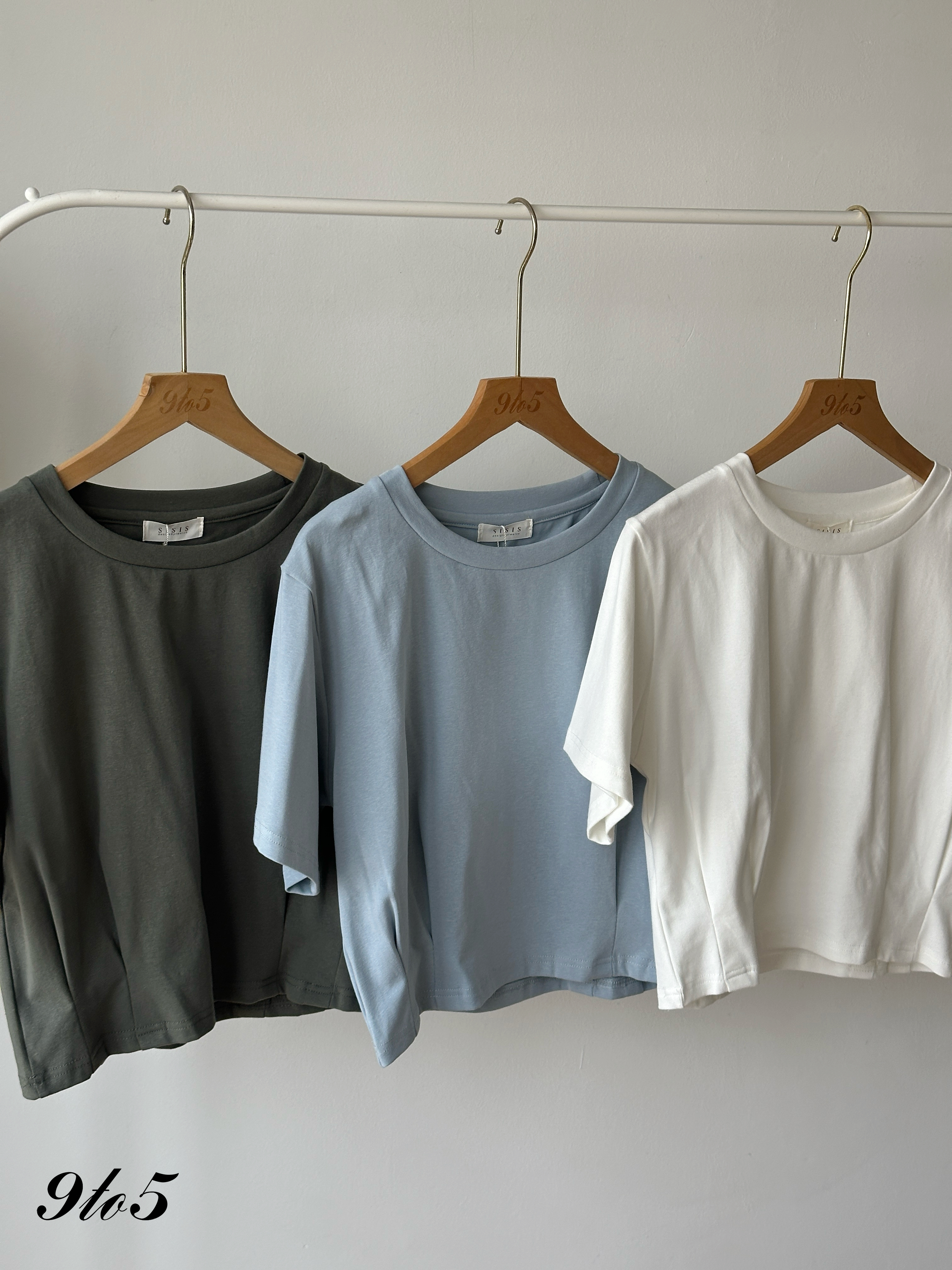 T4370 Short Sleeve Waisted Crop Top - 5 Colors 