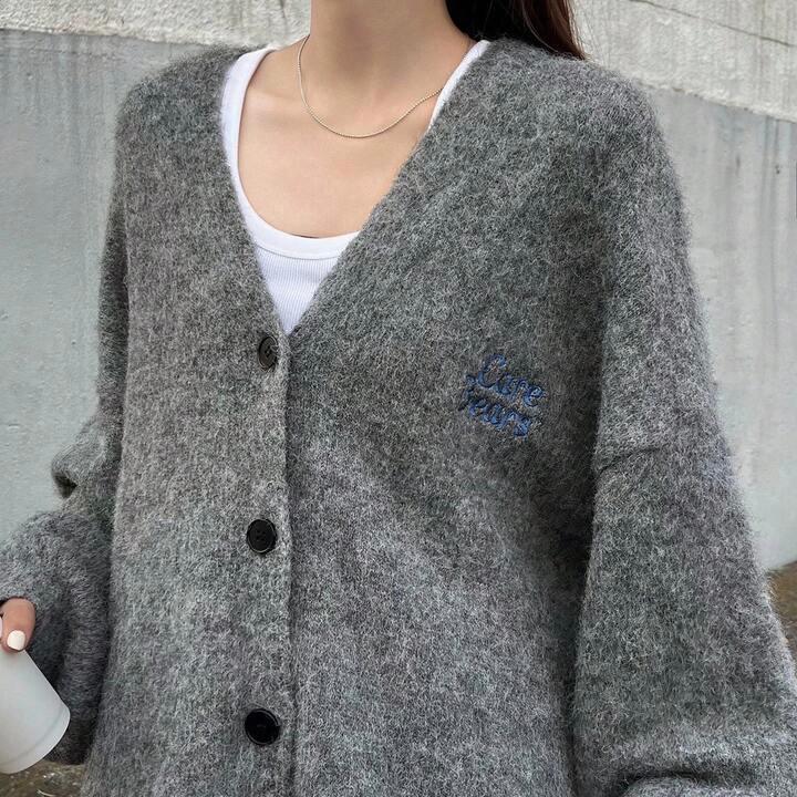 🌈🐻復古毛絨刺繡針織外套