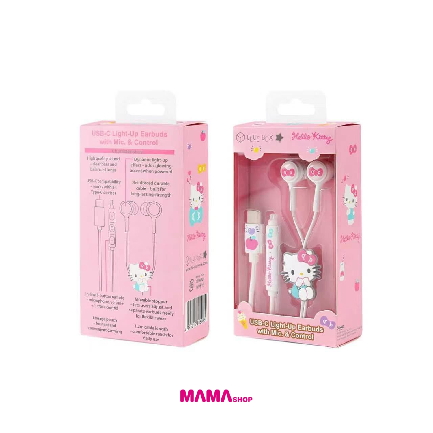 Clue Box Sanrio Character USB‑C 發光耳機 - 配備咪高峰及功能控制 - CB-WSB1 