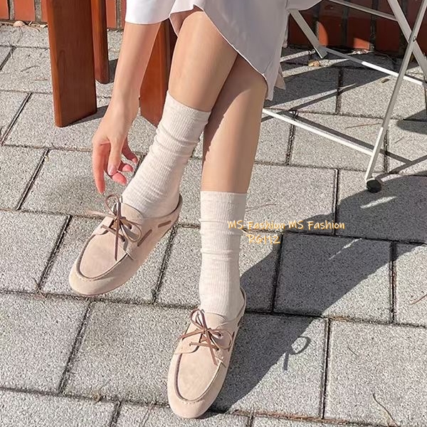 R6112 韓國🇰🇷真皮糖果色loafer後拖