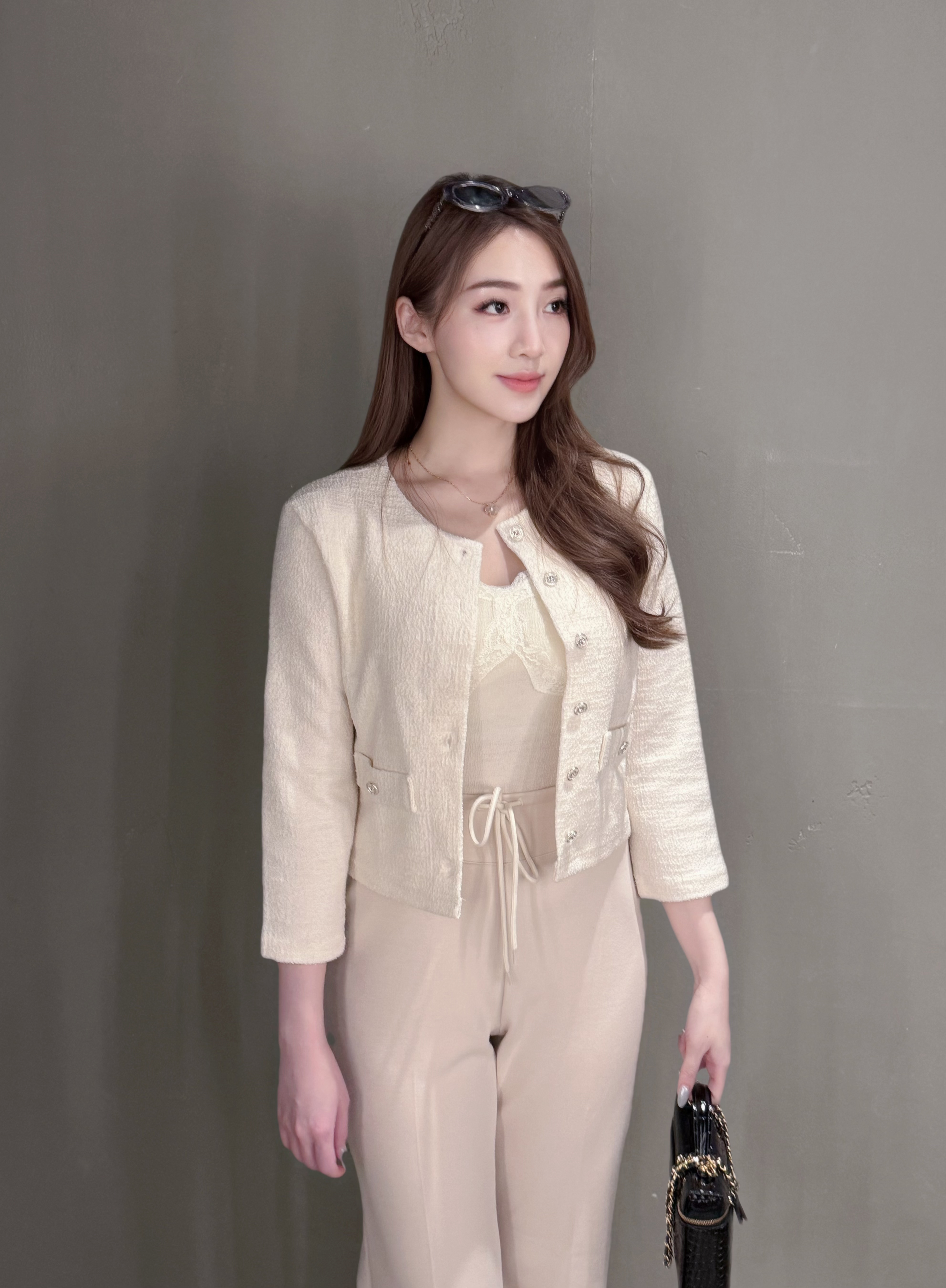 ♥︎Classy縷空閃石扣Tweed外套