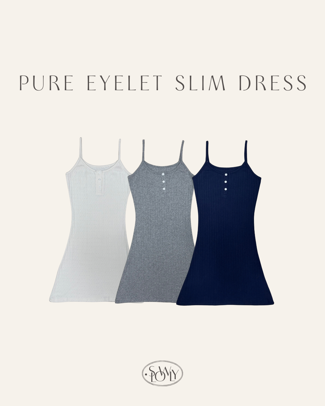 [顯身材!]簡約通花修身連身裙(三色入)