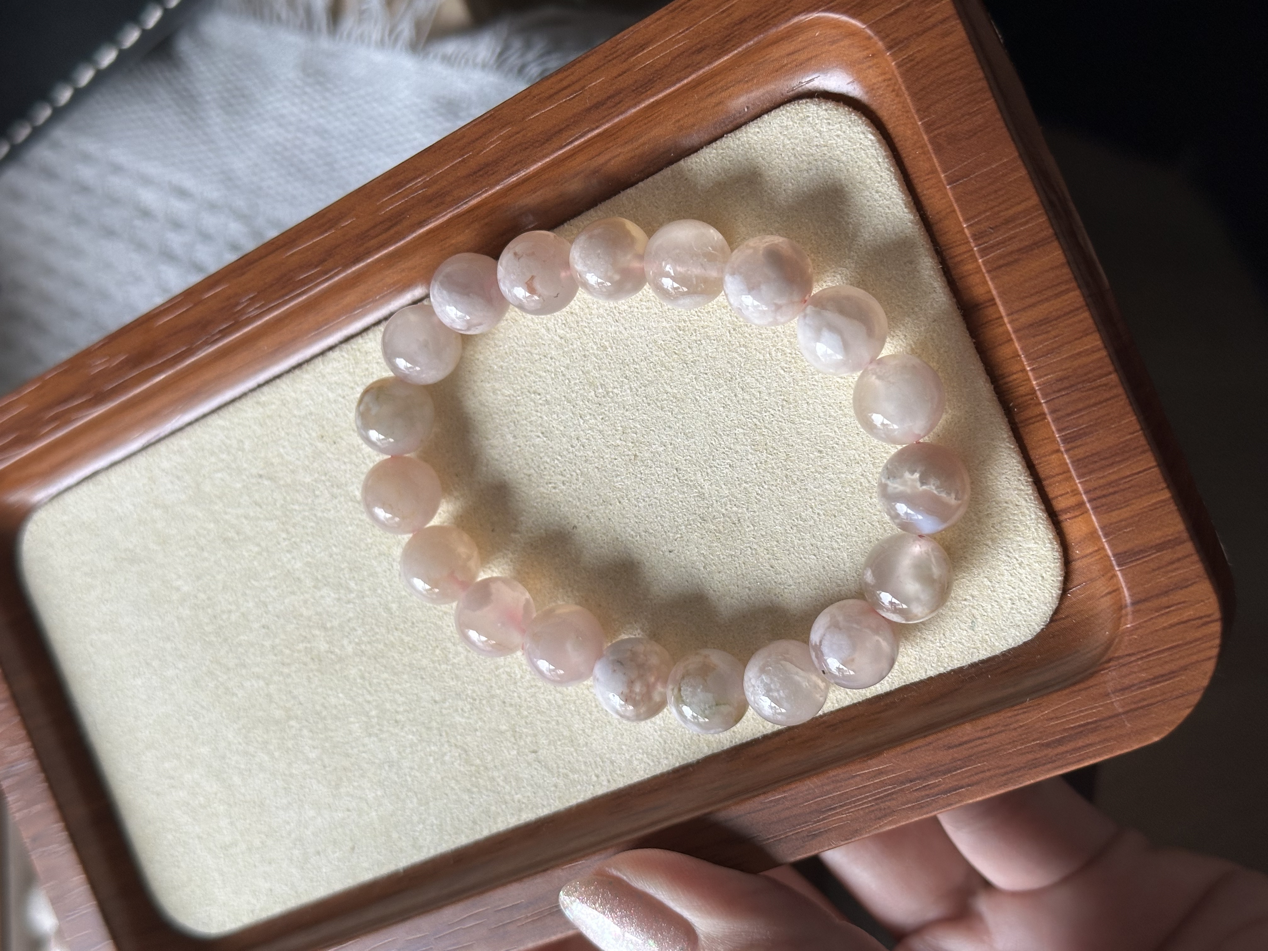 奶白樱花玛瑙 ｜ Milky Sakura Agate 10mm+ 