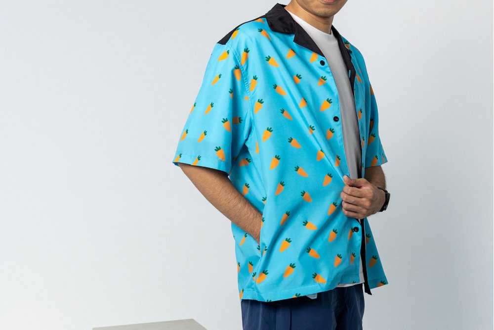 📦訂購 台灣代購 野獸國 地球娛樂室 兔瓏 定番亂花開襟短袖襯衫 (水藍)