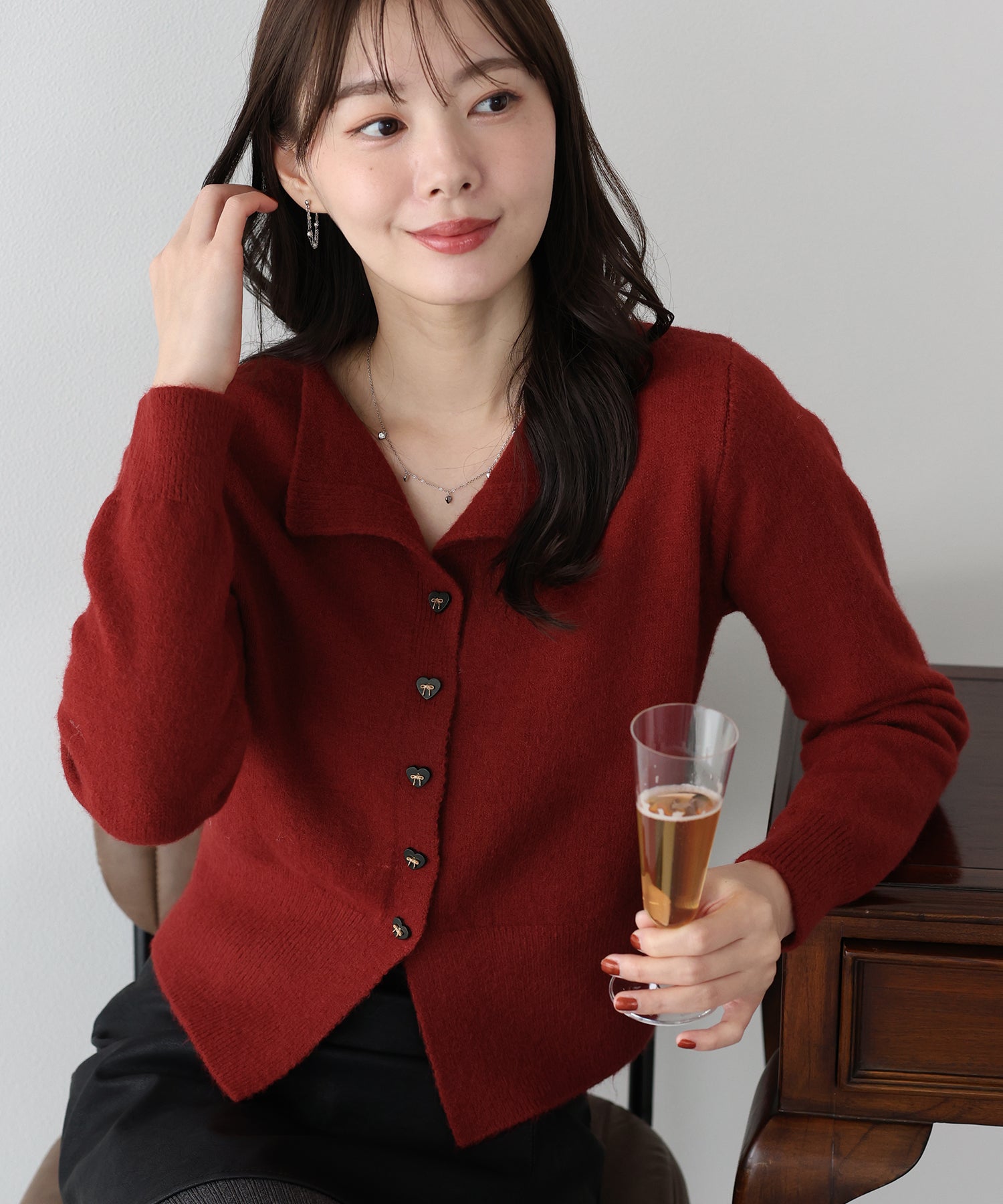 <JP> Soft Heart Bowknot Polo Knit * 4色入 <預購>