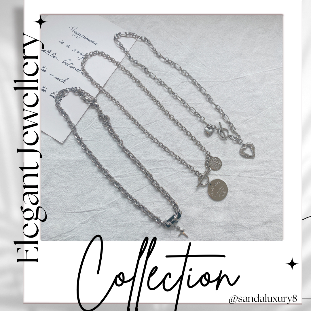 Titanium Steel Chain Necklace with "LOVE TODAY, FANTASTIC" Round Pendant   