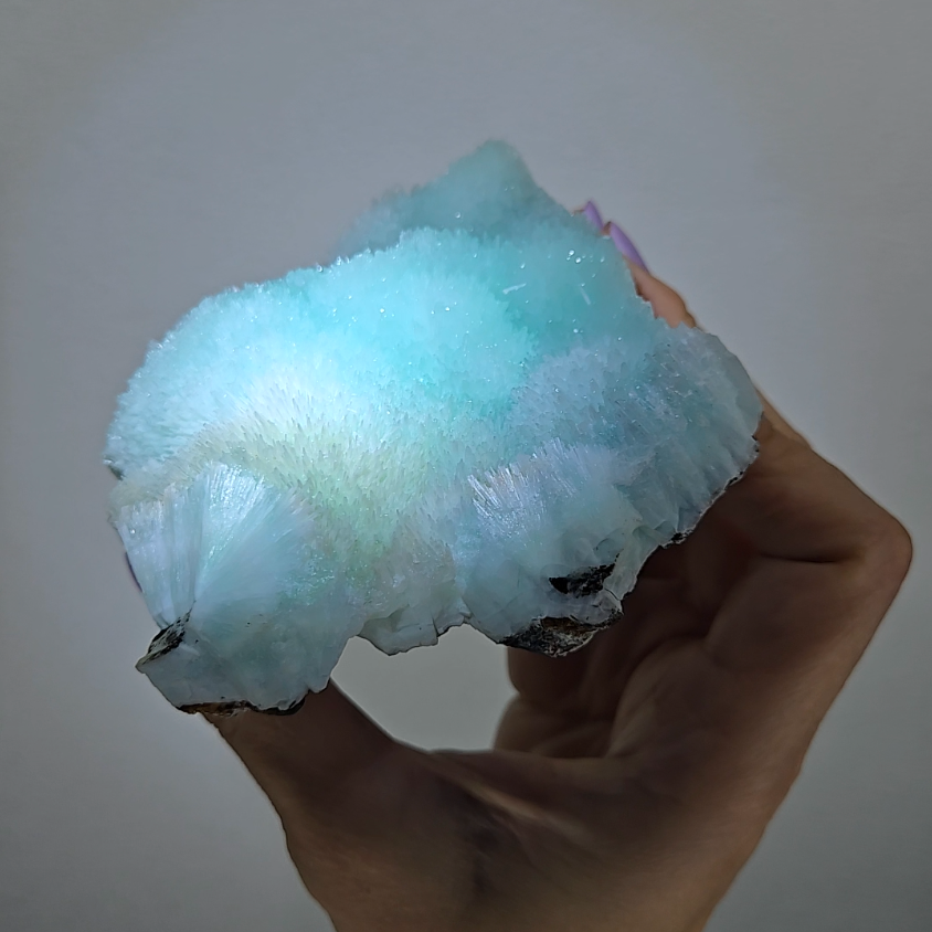 Blue aragonite needle cluster with botryoidal formations - AR54