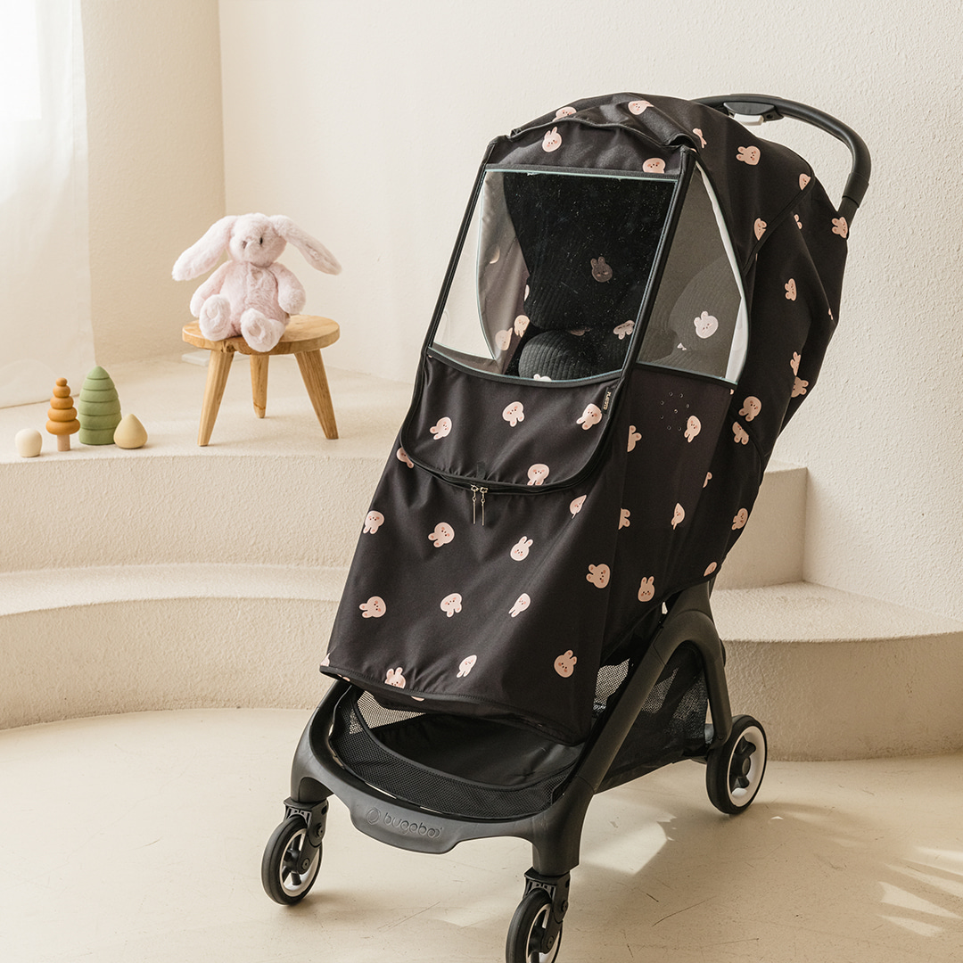 DOTTODOT圓圓臉嬰兒車黑色防風罩(僅開放松鼠/兔兔款)